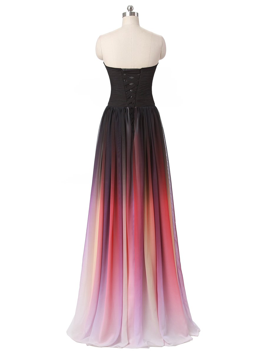 Gradient Color Sweetheart Prom Dresses Ruched Long Bridesmaid Gowns for Formal Dances, Weddings & Special Occasions