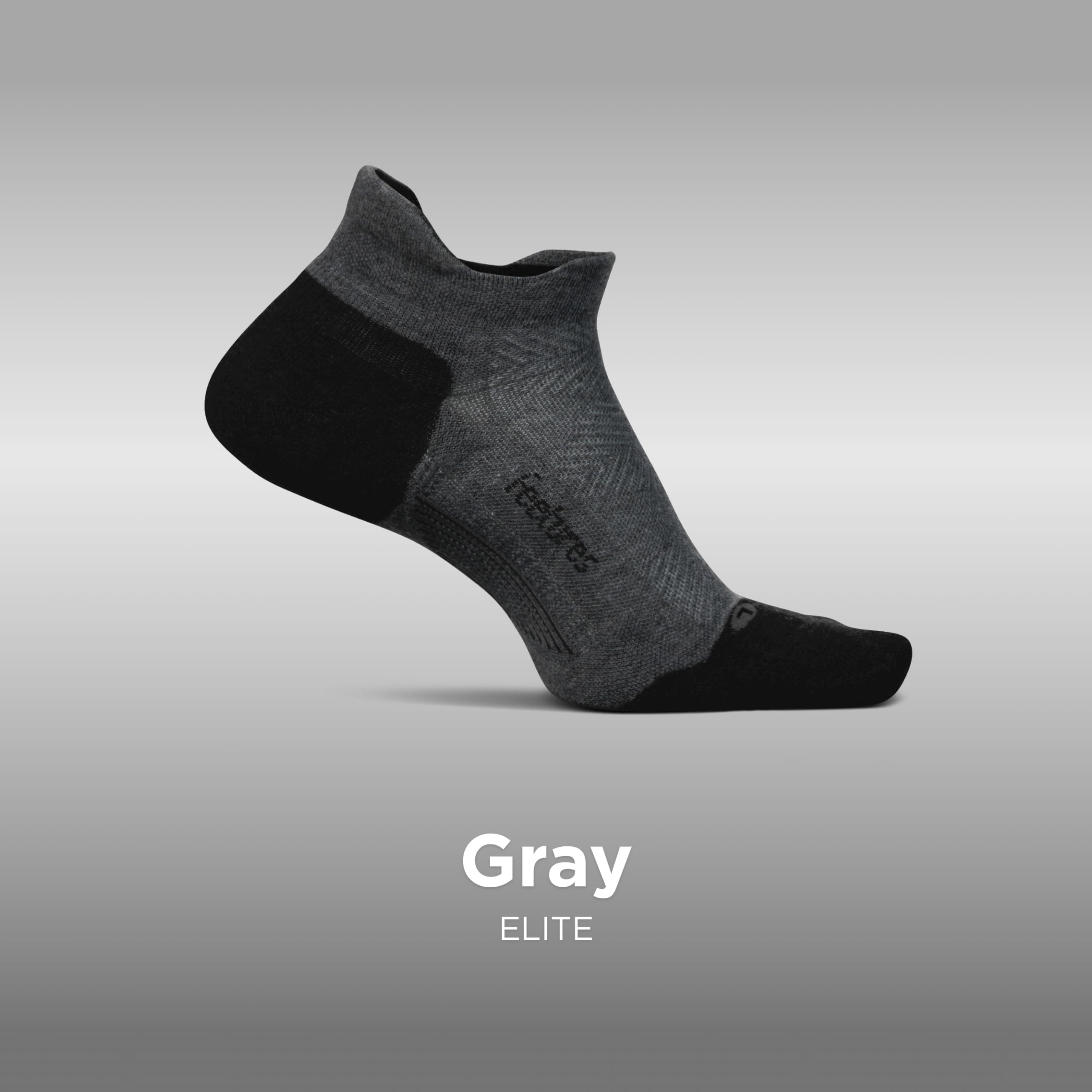 Feetures Elite Max Cushion No Show Tab Ankle Socks for Running & Sports - Breathable Athletic Socks with Targeted Compression - Gray (6-Pair Pack) - Perfect for Marathon Training, Gym Workouts & Active Lifestyle