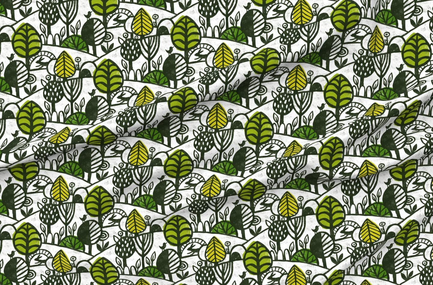 Forest Adventure Printed Velvet Fabric by The Yard - Spring Nature Birds Trees Design for Upholstery, Home Decor & Apparel | Perfect for DIY Projects, Curtains, Pillows & Clothing