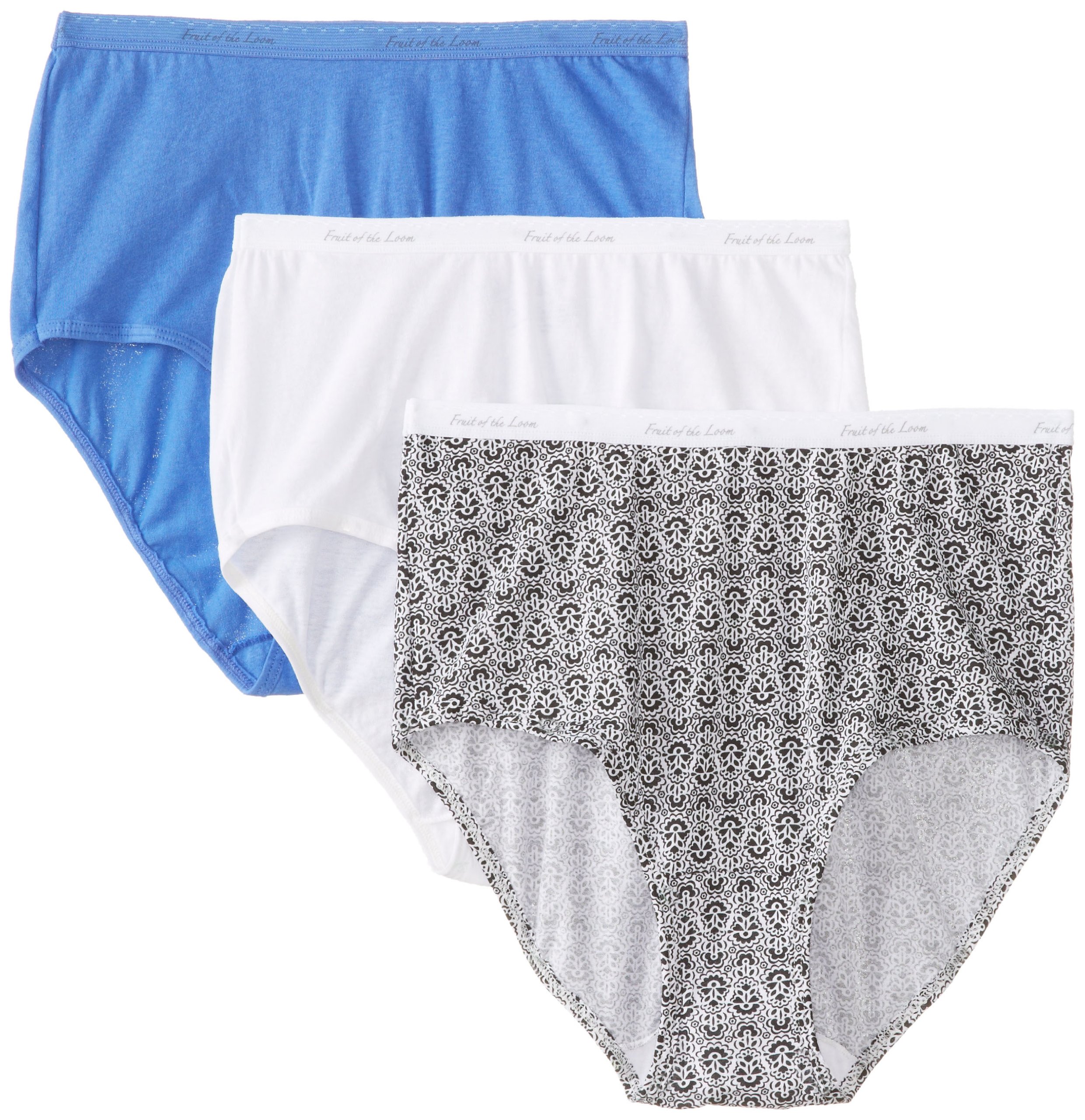 Fruit of the Loom Women's Cotton Underwear 3 Pack - Soft Breathable Brief Panties for Everyday Comfort & Lounge Wear