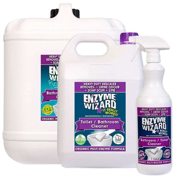 Enzyme Wizard Bathroom & Toilet Cleaner - Powerful Stain Remover for Tiles, Sinks & Showers | Eliminates Odors & Bacteria | Ideal for Home & Commercial Use