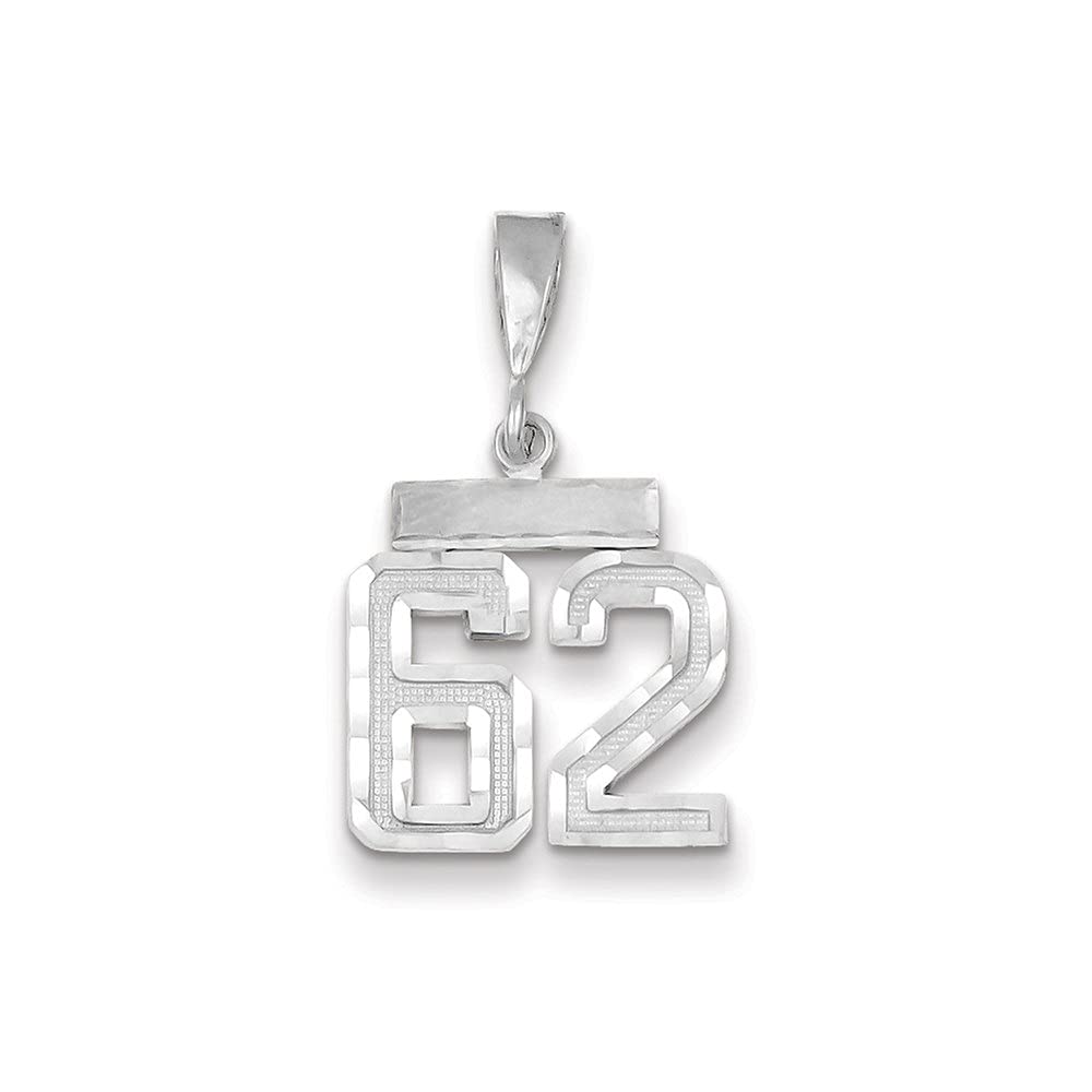14K White Gold Small Brushed Diamond-Cut Numeric Number Charm Pendant Necklace for Women - Elegant Jewelry Gift for Birthday, Anniversary & Special Occasions