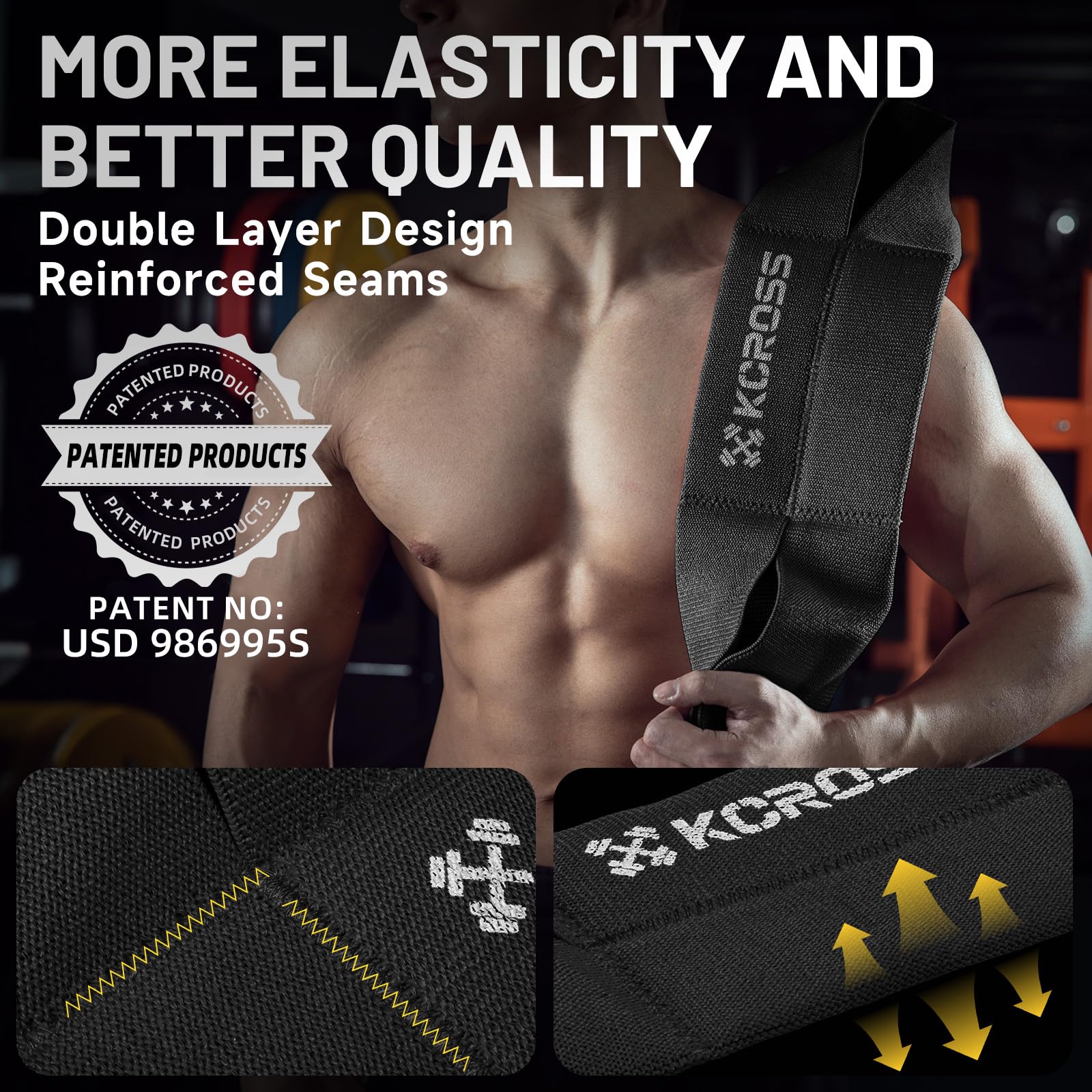 KCROSS Bench Press Band for Men & Women - Heavy Duty Weight Lifting Resistance Bands for Strength Training, Push Up Exercises & Home Gym Workouts - Perfect for CrossFit, Powerlifting & Fitness Enthusiasts