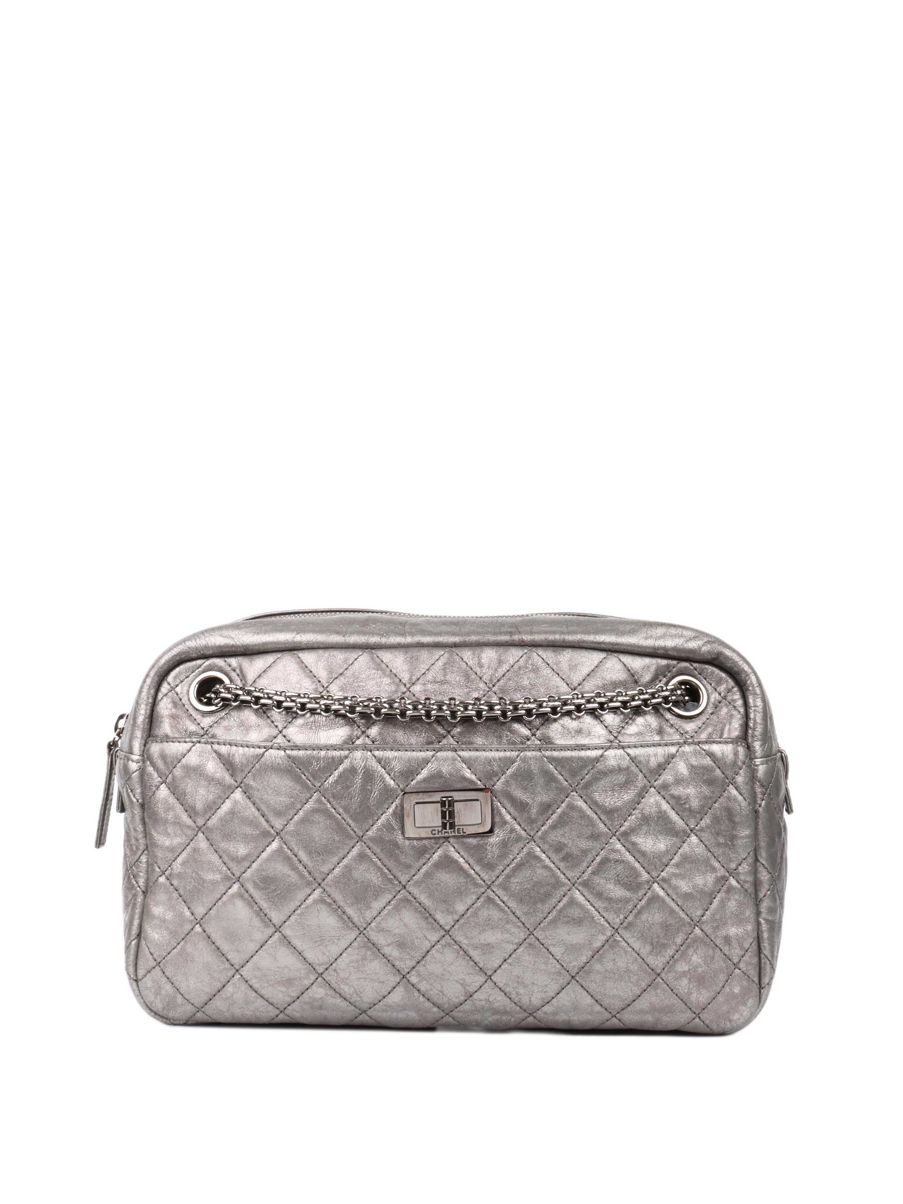 Chanel Metallic Silver 2.55 Reissue Camera Bag - Luxury Designer Crossbody Purse for Women | Perfect for Evening Events, Parties & Travel