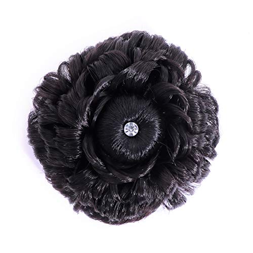 Honbon Artificial Juda Hair Accessories - Black Medium Size | Perfect for Cosplay, Halloween Costumes & Special Events