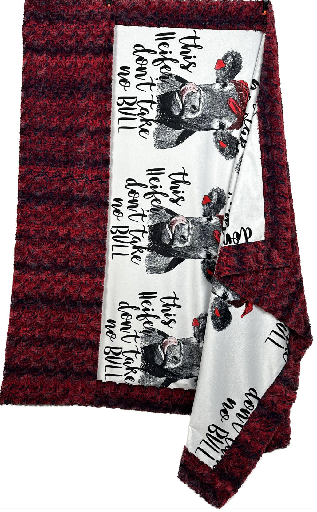 High-Quality Large Blanket 55x78 - Premium Spoonflower Fabric - Perfect for Farmhouse Decor, Cozy Bedding & Outdoor Picnics | This Heifer Don't Take No Bull Design