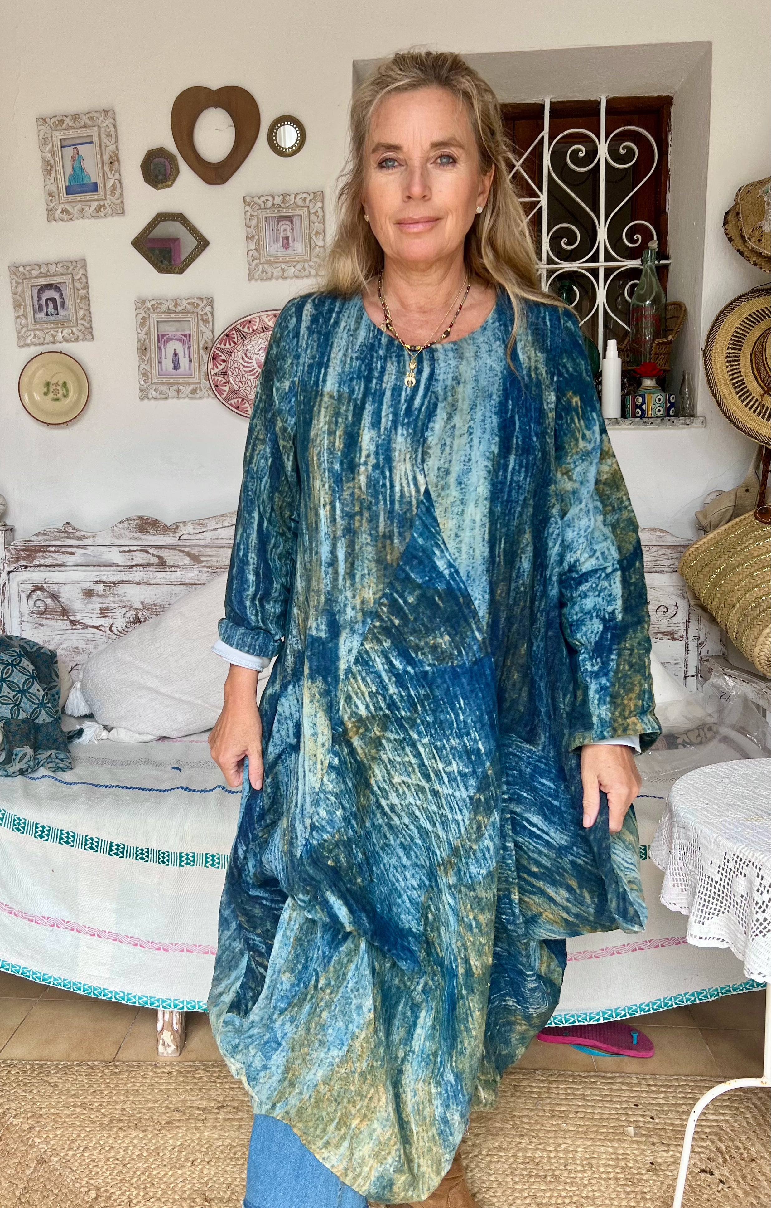 Chiang Mai Tie-Dye Dress - Boho Ethnic Block Print Maxi Dress for Women | Perfect for Festivals, Beach Vacations & Summer Outfits