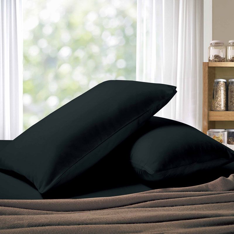 Premium 1000TC Ultra Soft King Size Pillowcase Set (2-Pack) - Black - Luxury Bedding for Hotels & Home Decor