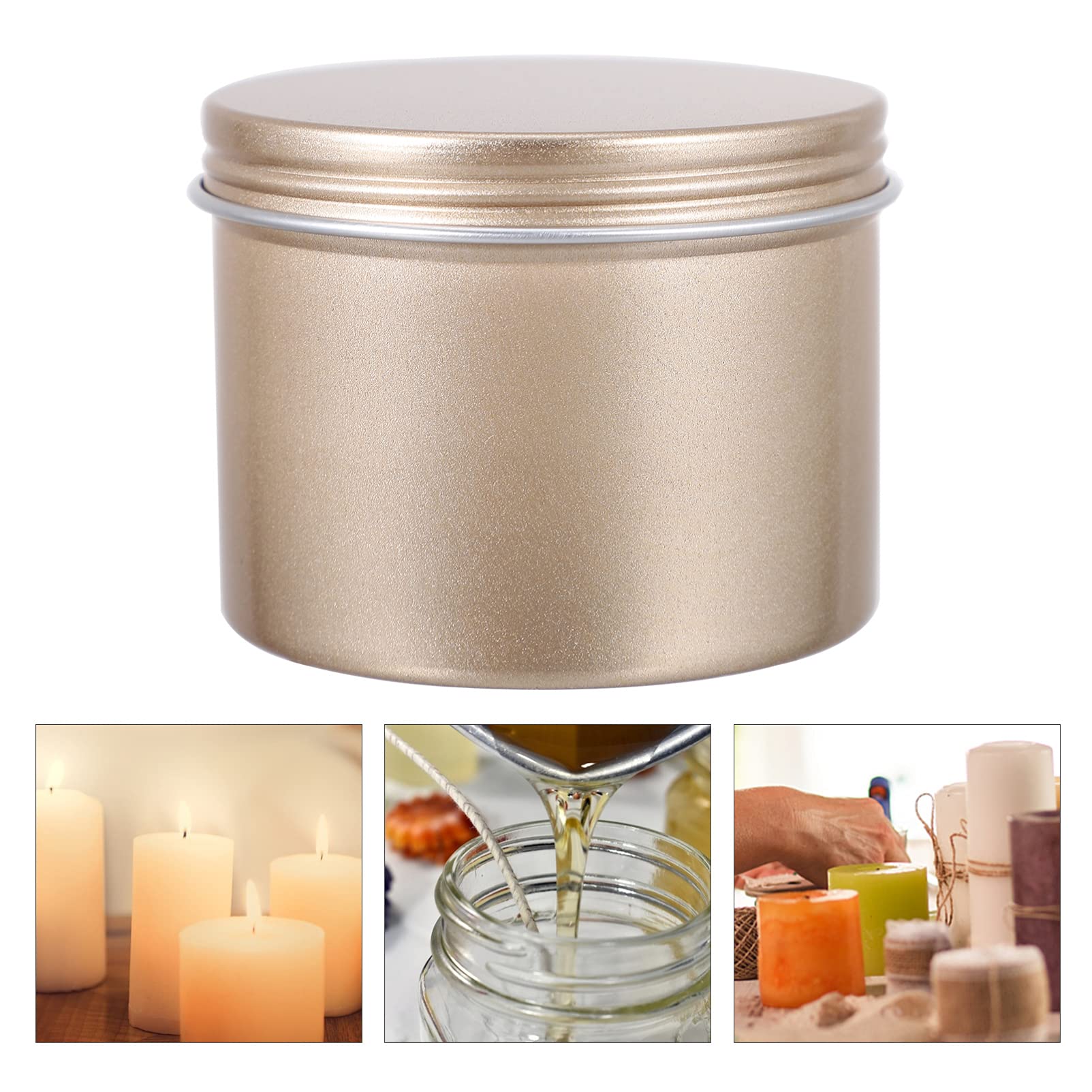 Hemoton 5-Piece Airtight Christmas Candle Jar Set - Aluminum Tea & Coffee Storage Canisters, Round Tin Cans for Lip Balm, Travel Mini Jars - Perfect for Holiday Decor, Kitchen Organization & DIY Gifts