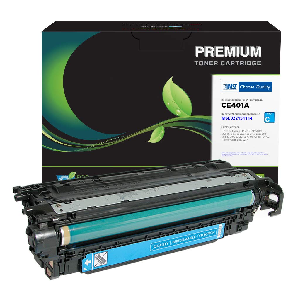 MSE Remanufactured Toner Cartridge Replacement for HP CE401A (HP 507A) - Cyan | High-Yield Printing for Office & Home | Compatible with HP Color LaserJet Pro M454dw, MFP M479fdw Printers