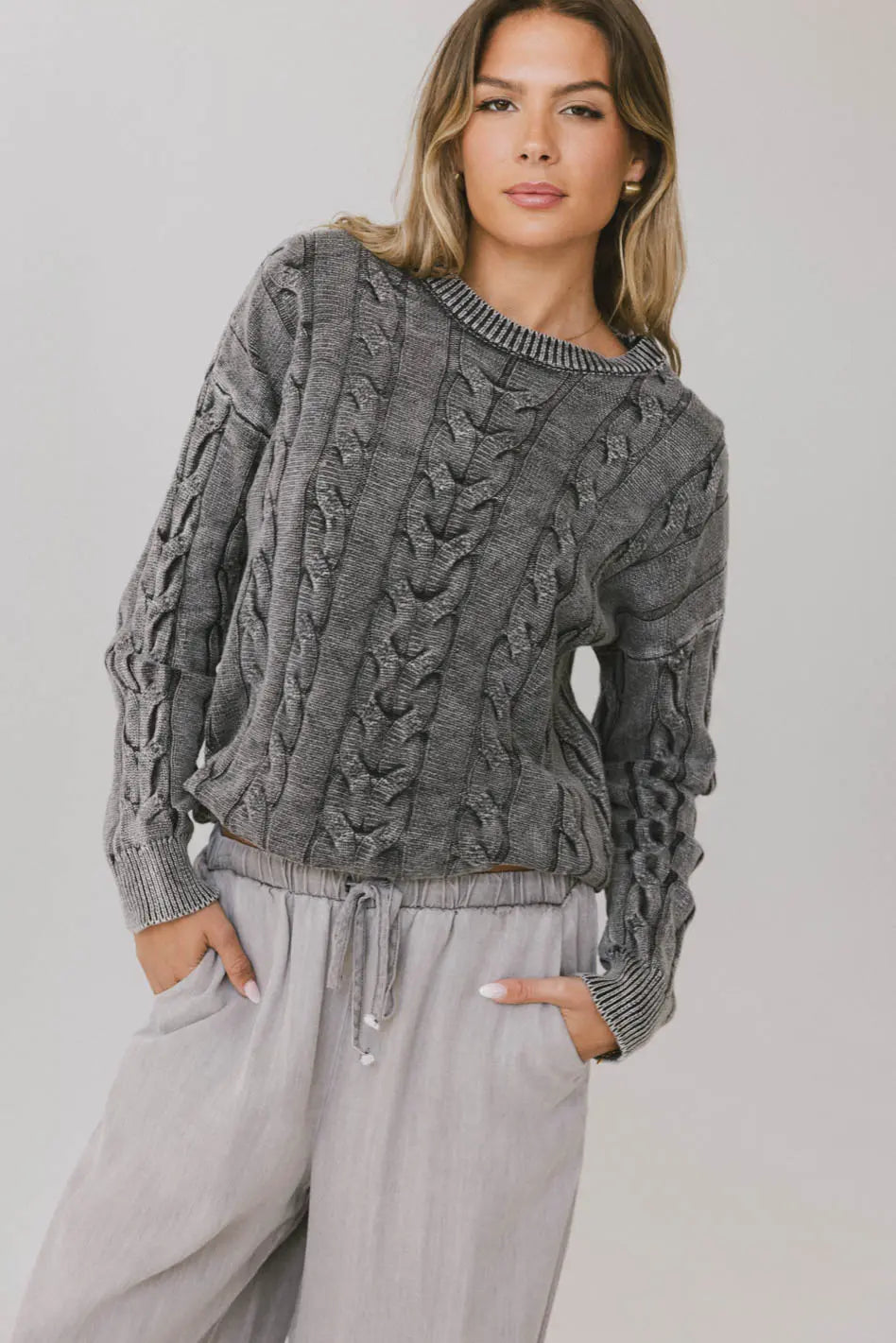 Marquette Cable Knit Sweater for Women - Cozy Winter Pullover, Soft Yarn Knitwear, Casual & Warm - Perfect for Holidays, Office & Outdoor Activities