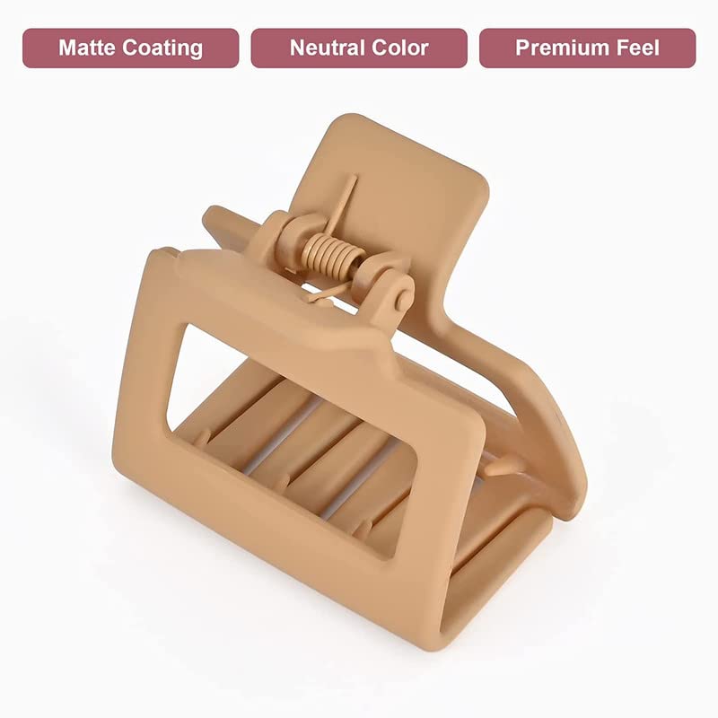 Shidara Cute Hair Claw Clips for Women & Girls - Strong Non-Slip Jaw Clips for Thick, Thin, Long & Short Hair - Matte Square Medium Hair Clips (6-Piece Set) - Perfect for Work, School & Everyday Styling