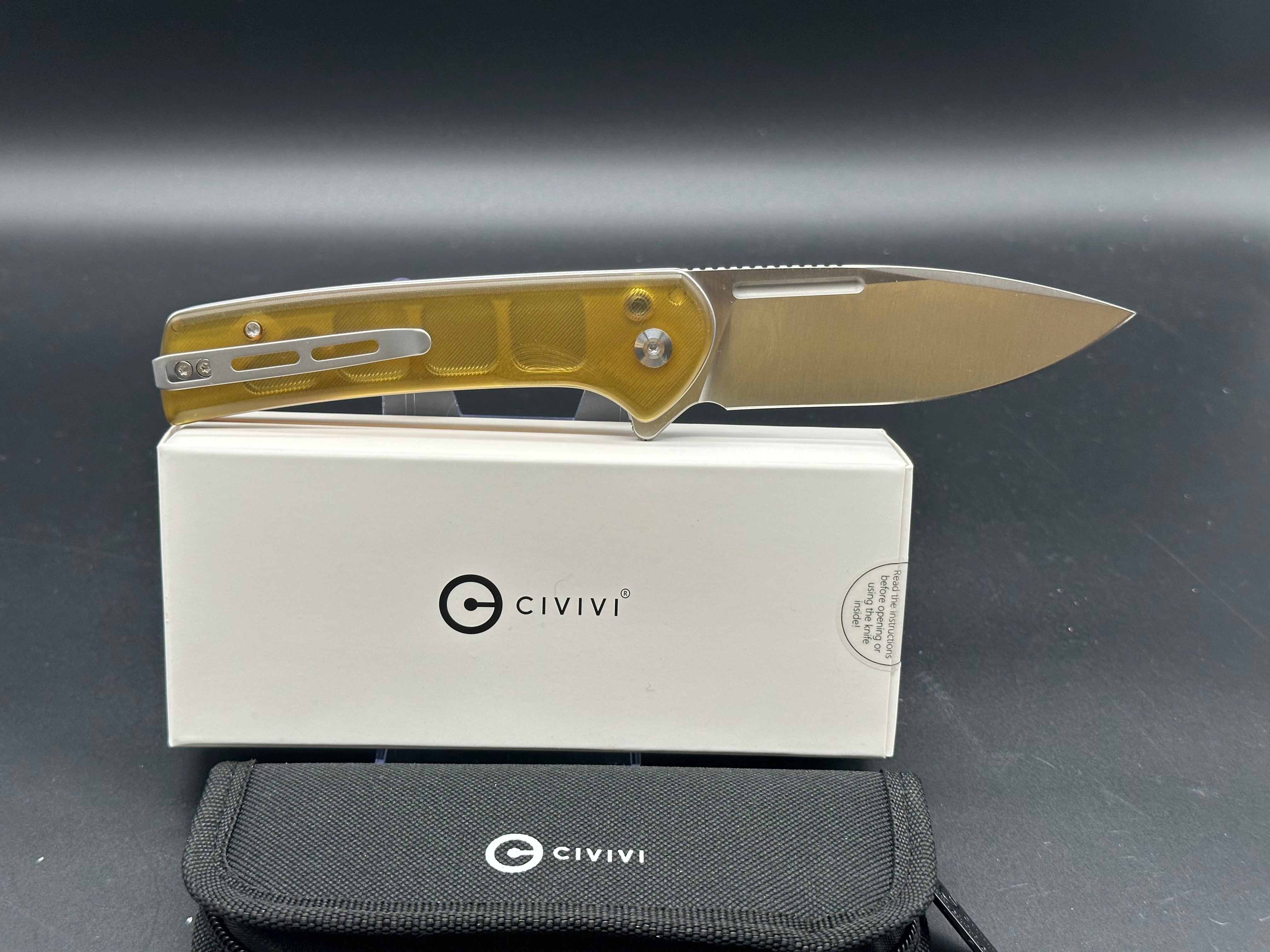 CIVIVI CONSPIRATOR Folding Pocket Knife - Ultem Polished Handle, Nitro-V Steel Blade - EDC, Outdoor Camping, Hiking & Survival Gear