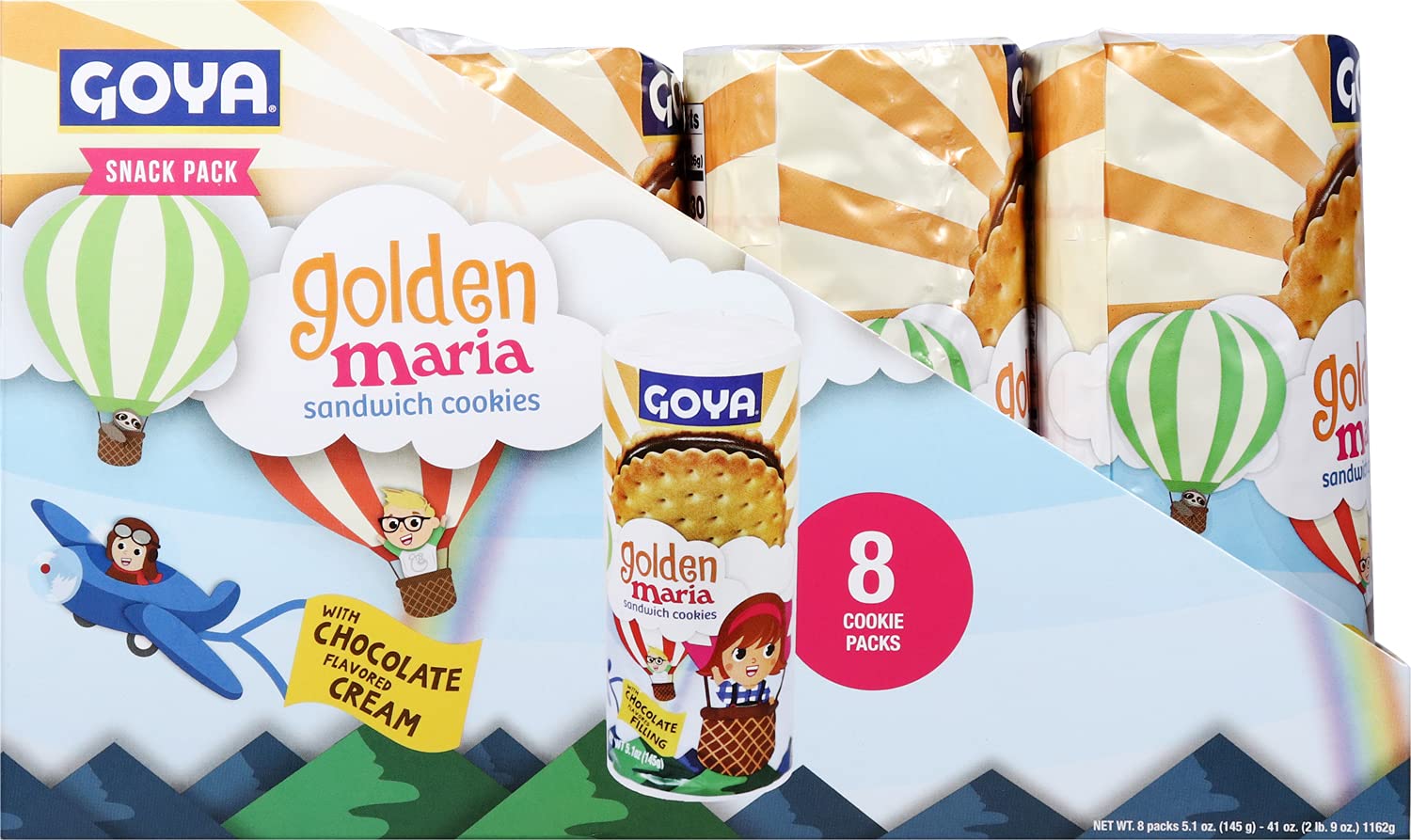 Goya Foods Golden Maria Sandwich Cookies - 5.10 Oz (Pack of 8) - Delicious Tea Biscuits for Snacking, Breakfast or Party Treats