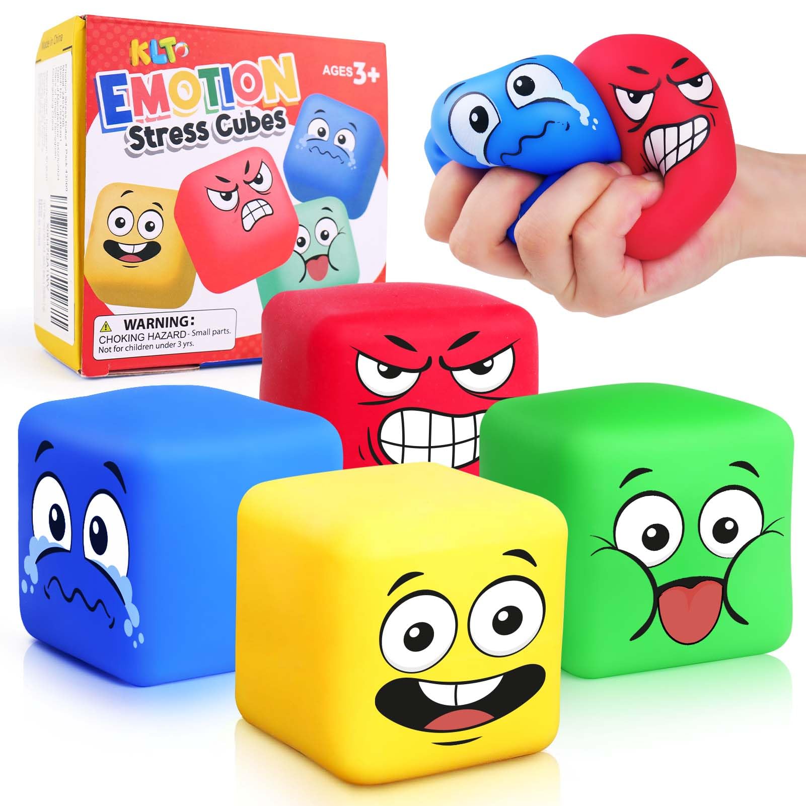 4 Pack Stress Relief Squeeze Balls for Kids & Adults - Slow Rising Squishy Sensory Fidget Toys for Anxiety, Autism, ADHD - Perfect for Classroom Prizes, Easter Basket Stuffers & Office Desk Stress Relief
