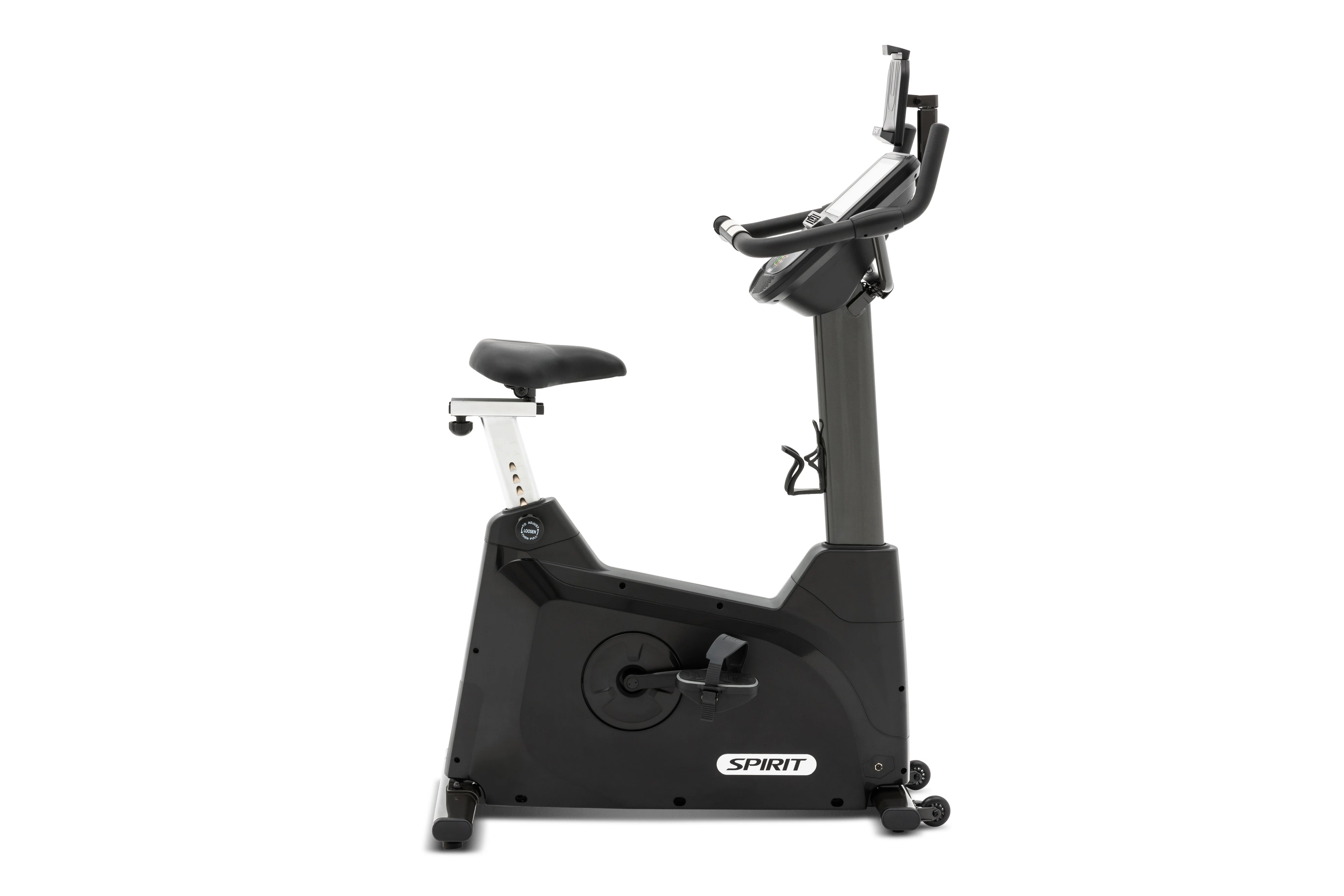 Spirit XBU55ENT Upright Exercise Bike with Entertainment Features - Home Gym Equipment for Cardio Workouts & Indoor Cycling Training - Perfect for Small Spaces & Apartment Fitness
