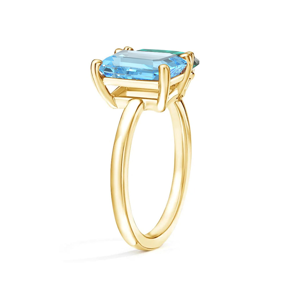 Personalized Toi et Moi Aquamarine Birthstone Ring for Women - Custom Anniversary, Engagement & Wedding Jewelry Gift - Perfect for Couples, Brides & Romantic Occasions
