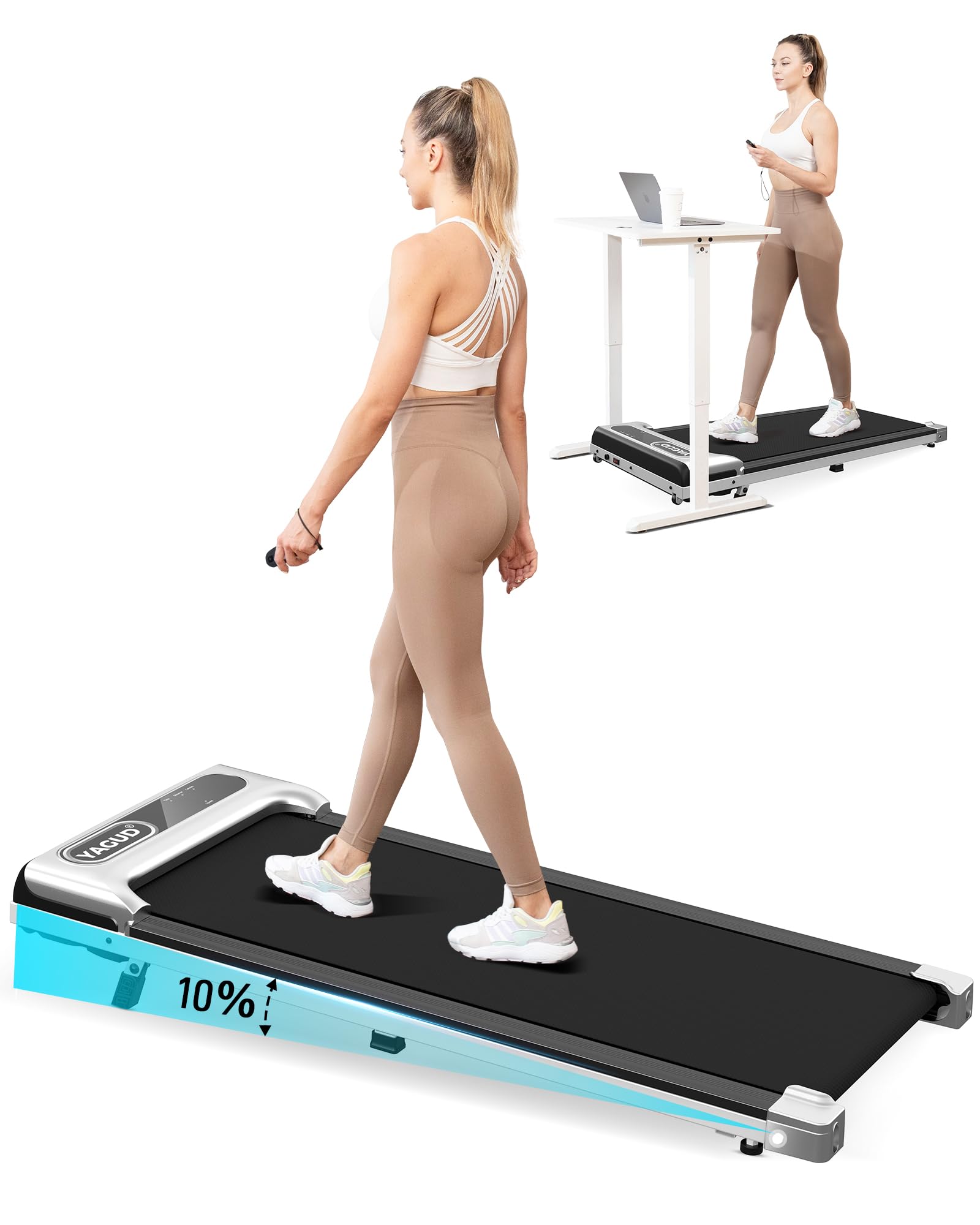 Under Desk Treadmill - 2.5HP Portable Walking Pad with Remote Control & LED Display for Home Office Use | Compact Jogging Running Machine for Small Spaces & Work from Home Fitness