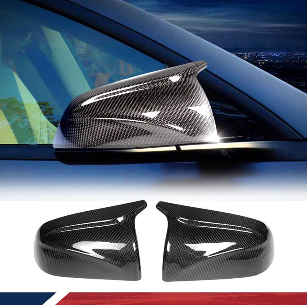 Carbon Fiber Mirror Caps for Tesla Model 3 2017-2024 - Left & Right Side Replacement Mirror Covers (Driver & Passenger) - Sleek Exterior Upgrade for Enhanced Style & Protection - Perfect for Daily Driving & Car Shows