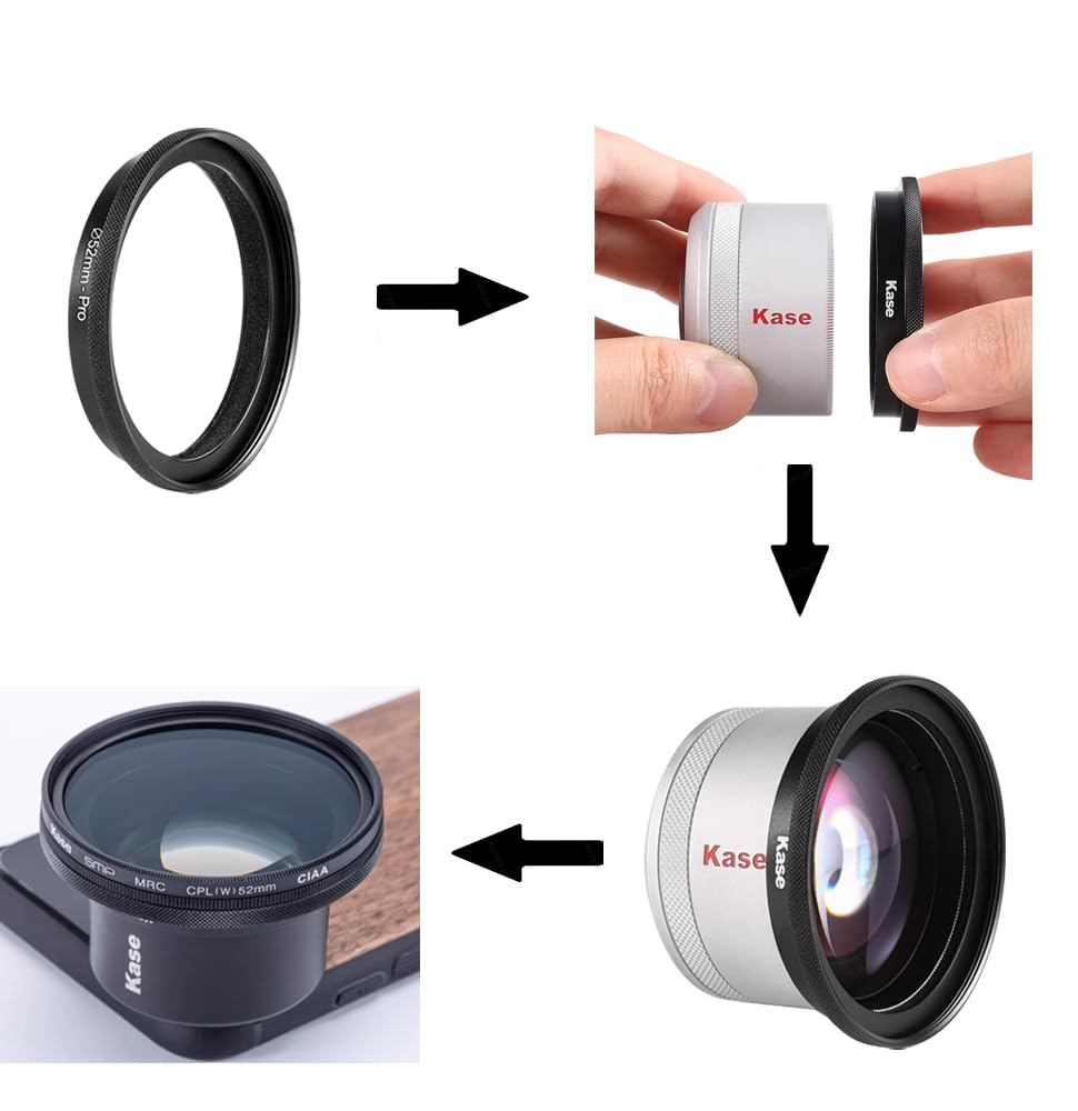 Kase Master Macro Phone Camera Lens Pro with 52mm Filter Adapter Ring for iPhone 16/15/14/13/12 Pro Max & Samsung Android - 40-85mm Shooting Distance - Perfect for Close-Up Photography, Product Shots & Nature Macro Shots