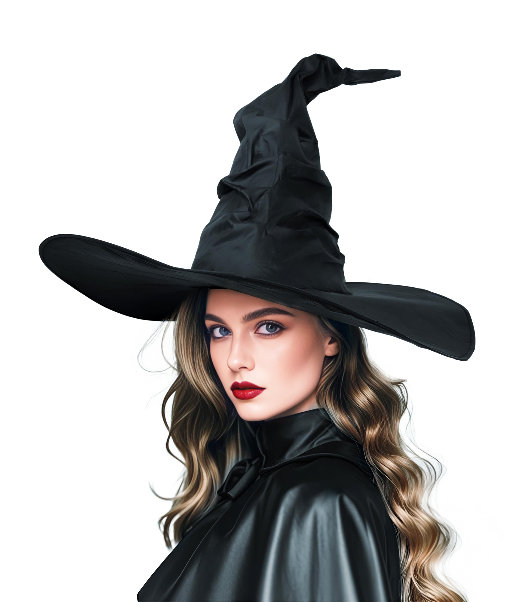 Black Masquerade Witch Hat for Women - Oversized Wide Brim Gothic Halloween Party Hat | Perfect for Costume Parties, Cosplay & Spooky Events