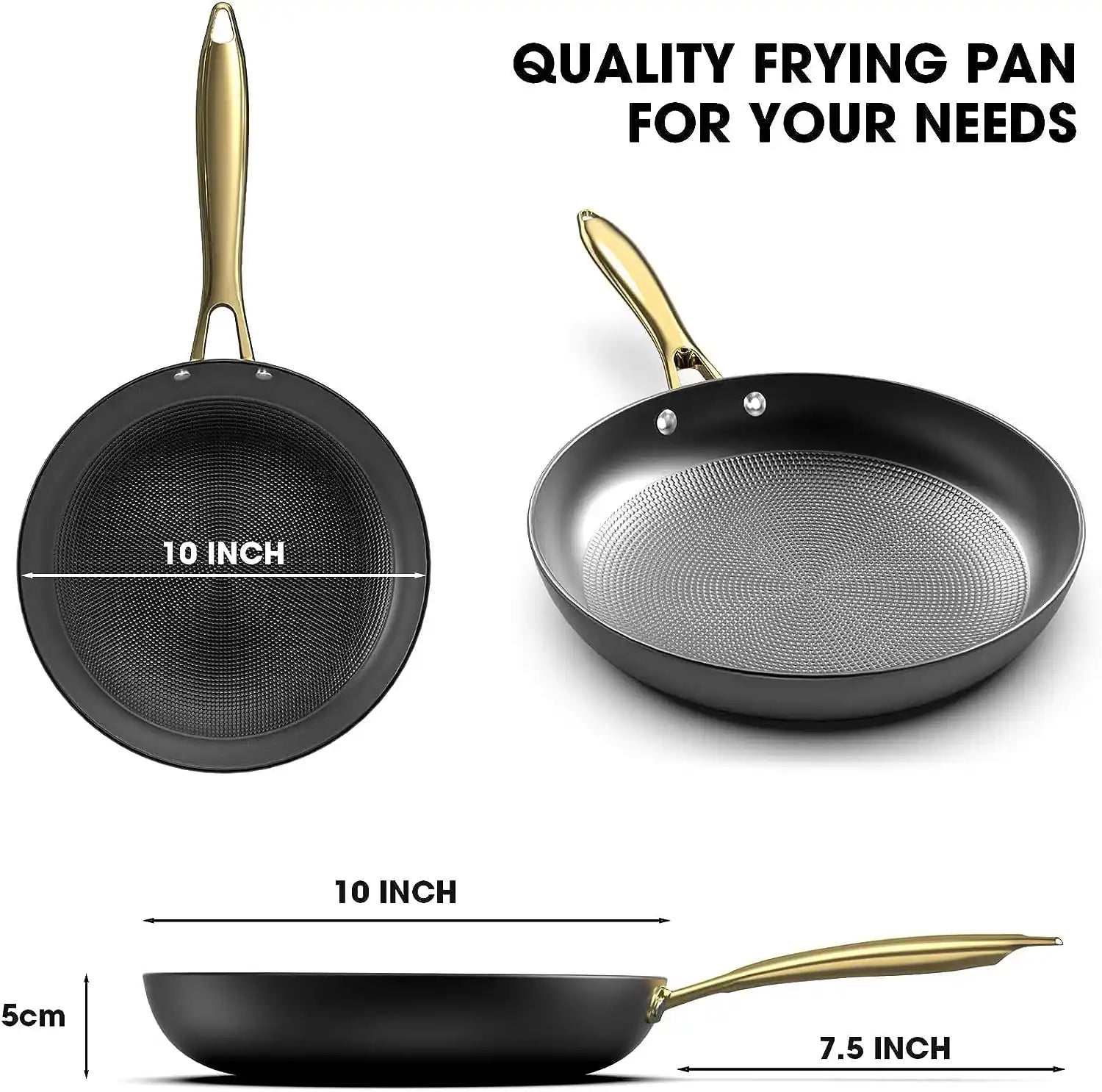 Nonstick Frying Pan 10 Inch with Kitchen Knife Set - Premium Non-Stick Cookware for Healthy Cooking | Perfect for Sautéing, Frying & Home Chef Meal Prep