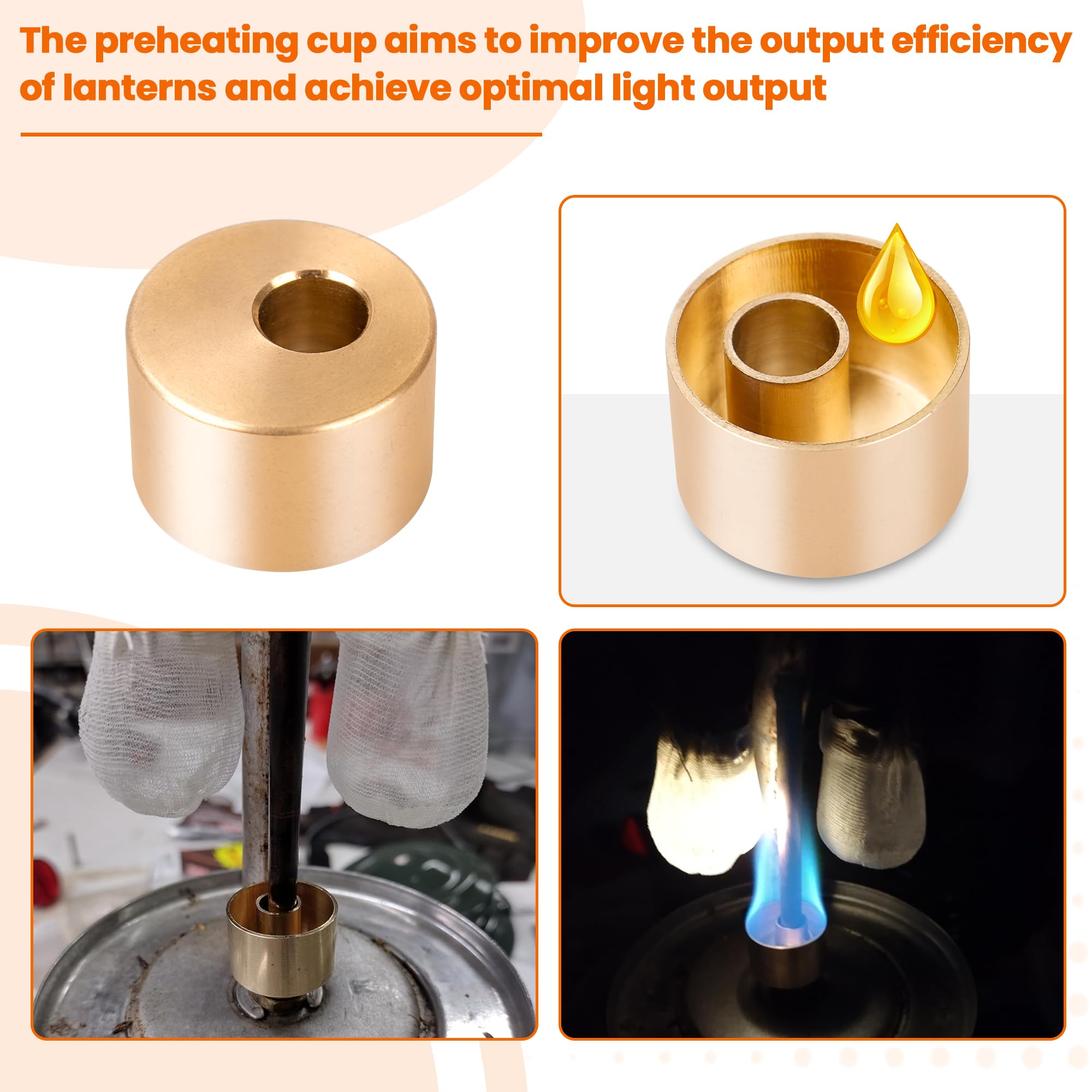Coleman Lantern Preheater Cup - Brass Kerosene Lantern Accessory (Part #2015101) for Coleman 200A 242B Models - Perfect for Camping, Emergency Lighting & Outdoor Adventures