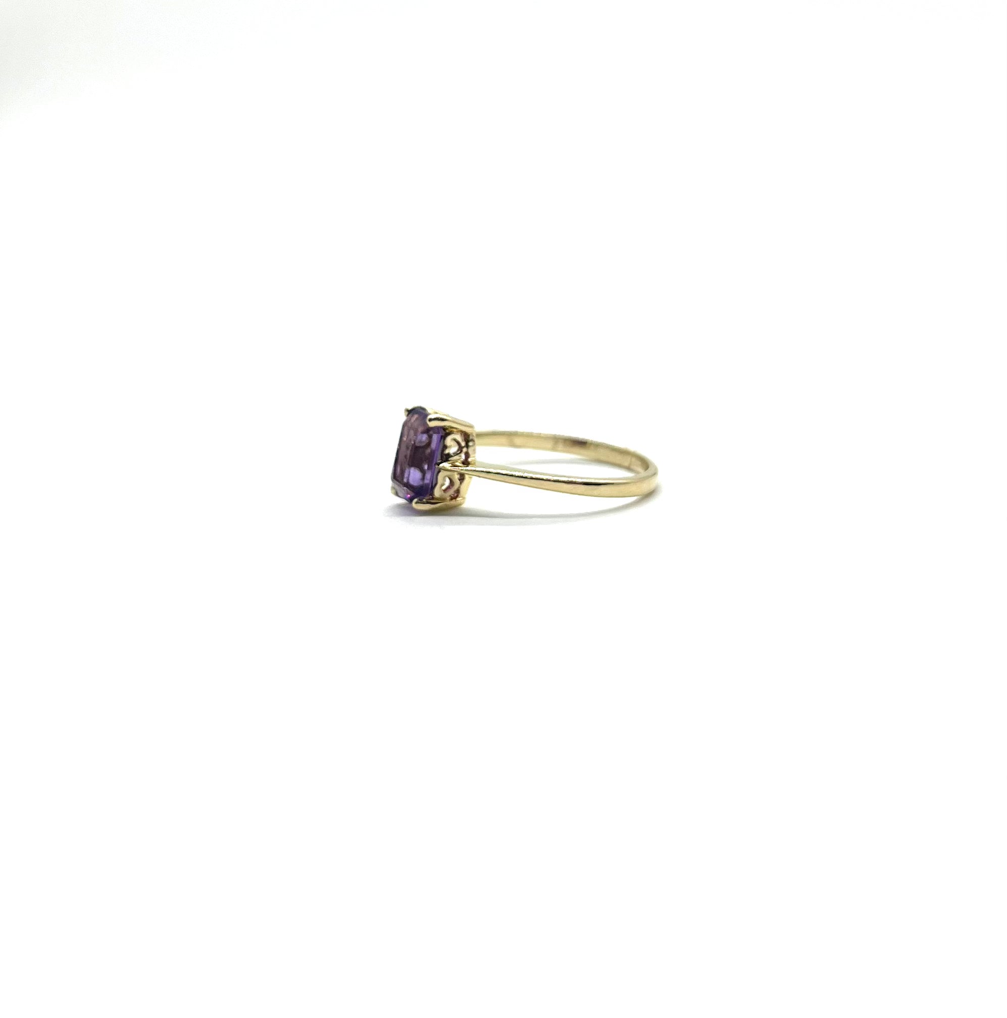 Emerald Cut Amethyst Heart Cutout Ring - Elegant Purple Gemstone Jewelry for Women | Perfect for Valentine's Day, Anniversary & Romantic Gifts