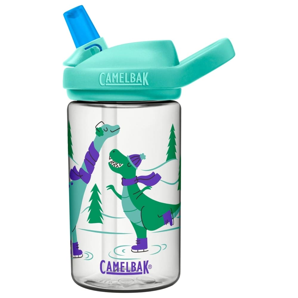 Camelbak Eddy Kids Water Bottle with Tritan Renew - 400ml BPA-Free Leak-Proof Bottle for School, Sports & Outdoor Activities - Ice Skating Dinosaurs Design