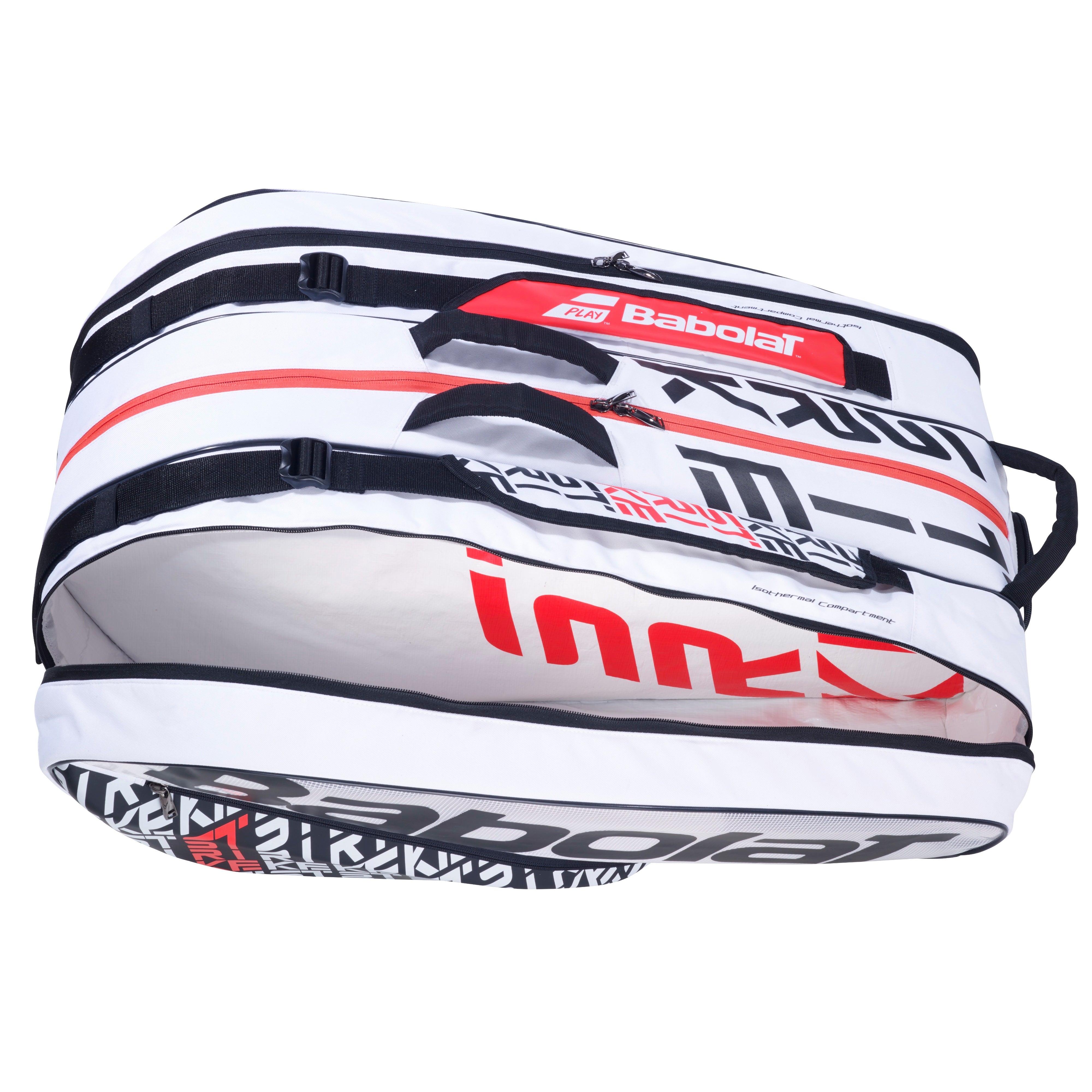 Babolat Pure Strike Tennis Bag 12 Pack - White, Black, Red (Model 173915) | Premium Tennis Gear for Players & Coaches | Perfect for Tournaments, Practice & Travel