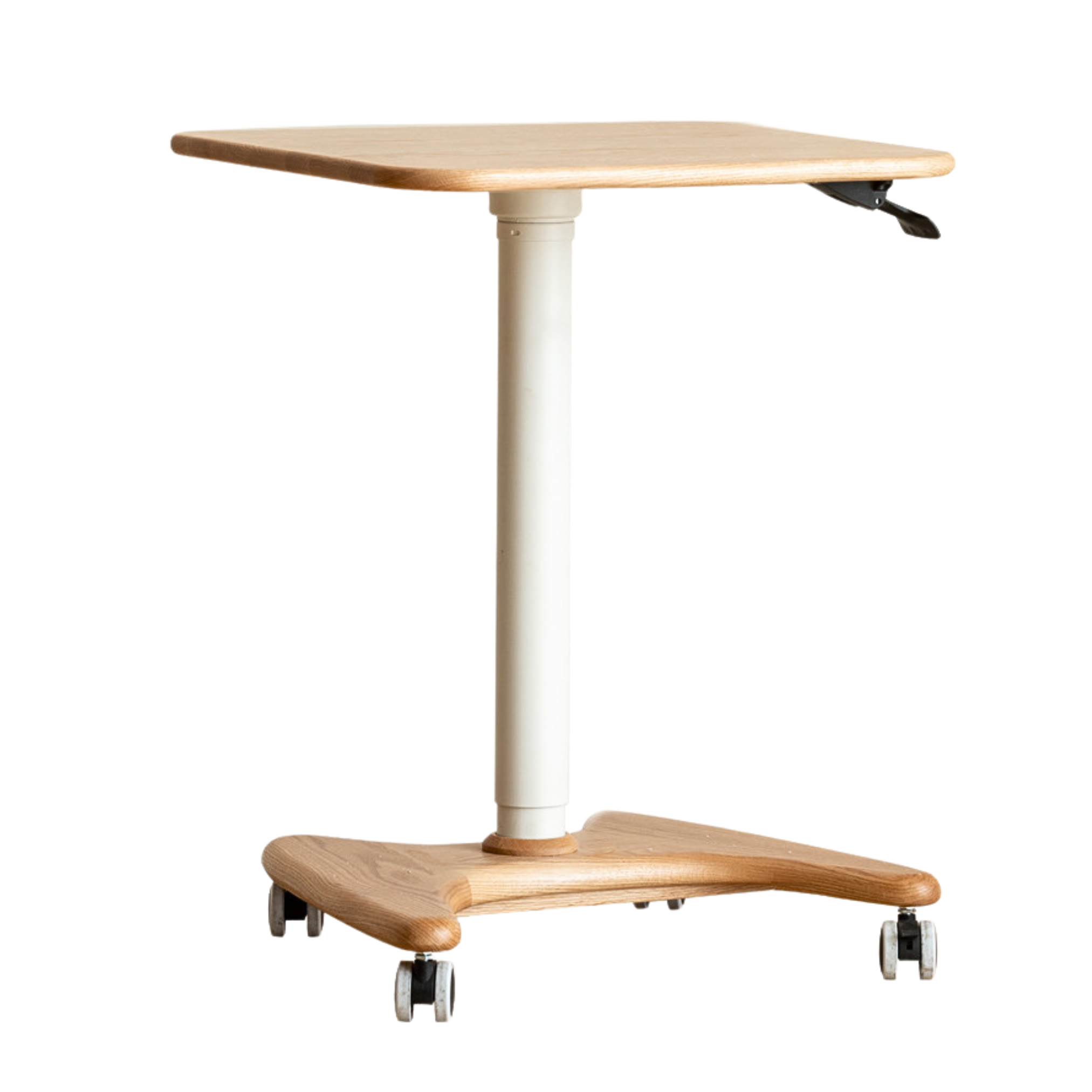 Solid Oak & Ash Wood Adjustable Height Standing Desk - Ergonomic Mobile Workstation for Home Office, Study & Workspace