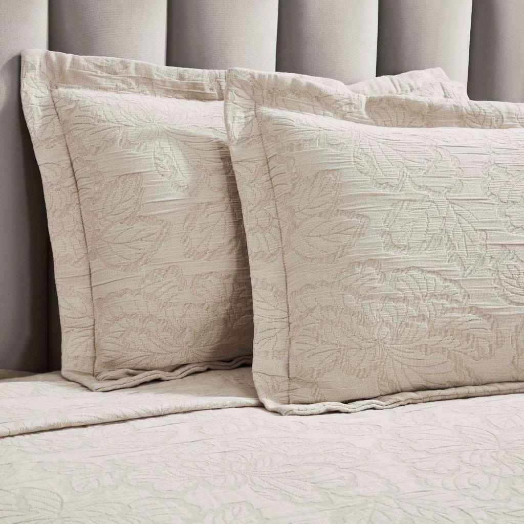 Hibiscus Cotton Medium Weight Matelasse Woven Bedspread and Sham Set - Queen Size, Floral Design, Soft & Breathable - Perfect for Master Bedroom, Guest Room, or Vacation Home Decor