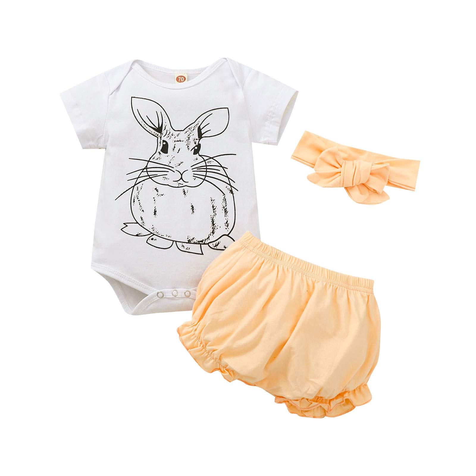 Baby Boy & Girl Easter Bunny Print Outfit Set - Tops, Shorts & Headband for Newborns & Infants | Cute Spring Photo Shoot & Holiday Outfit