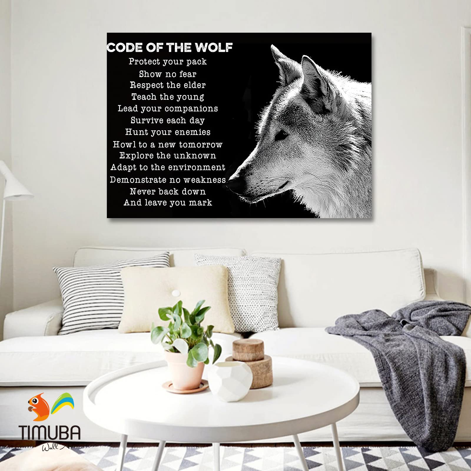 Inspirational Wall Art Canvas - Motivational Office & Home Decor with Positive Quotes, Wolf Design, Modern Framed Artwork (32x48 Inches) - Perfect for Living Room, Bedroom & Workspace