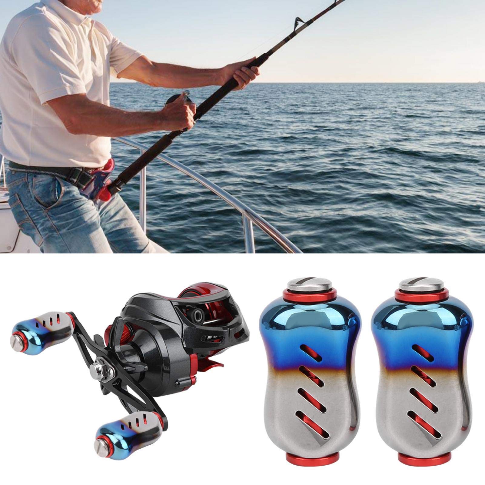 **High Strength Stainless Steel Fishing Handle Reel - Durable Hand Fishing Line Reel with Bite Set for Camping, Outdoor & Saltwater Fishing (Blue/Red)**    *Perfect for freshwater, saltwater, camping trips, and outdoor fishing adventures.*