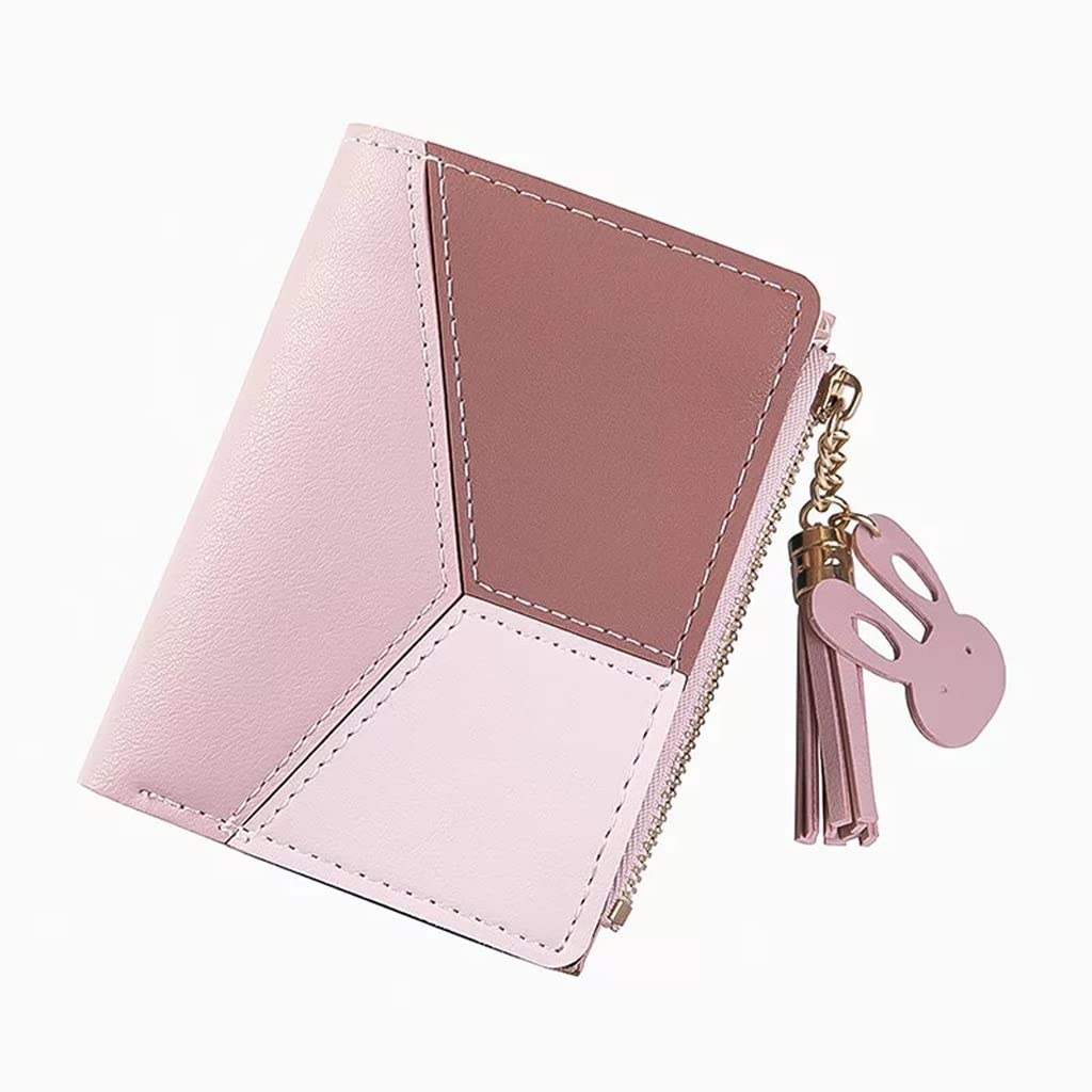 Premium PU Leather Women's Wallet - Slim Foldable Card Holder & Coin Purse for Ladies (Pink, 9x12cm) | Perfect for Everyday Use, Travel & Gift Giving