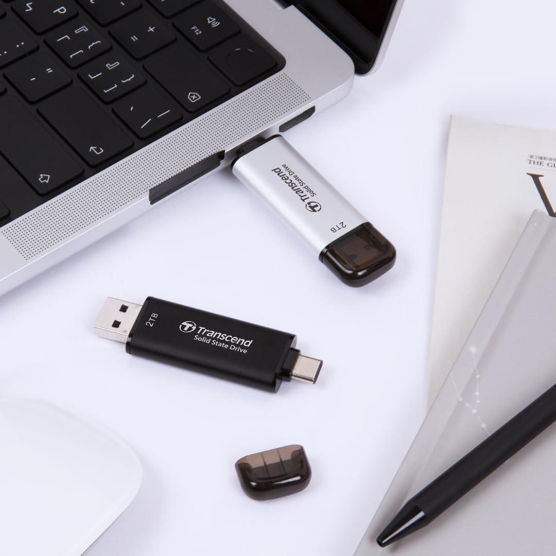 Transcend 310C 1TB External SSD Portable Hard Drive - USB C & USB 3.2 Gen 2 Compatible, 1050MB/s High Speed, Shockproof & Lightweight - Perfect for iPhone 15 Pro Max, MacBook, iPad, PC, Laptop & Desktop - 5 Year Warranty (Black) | Great for Gaming, Video Editing & Data Backup