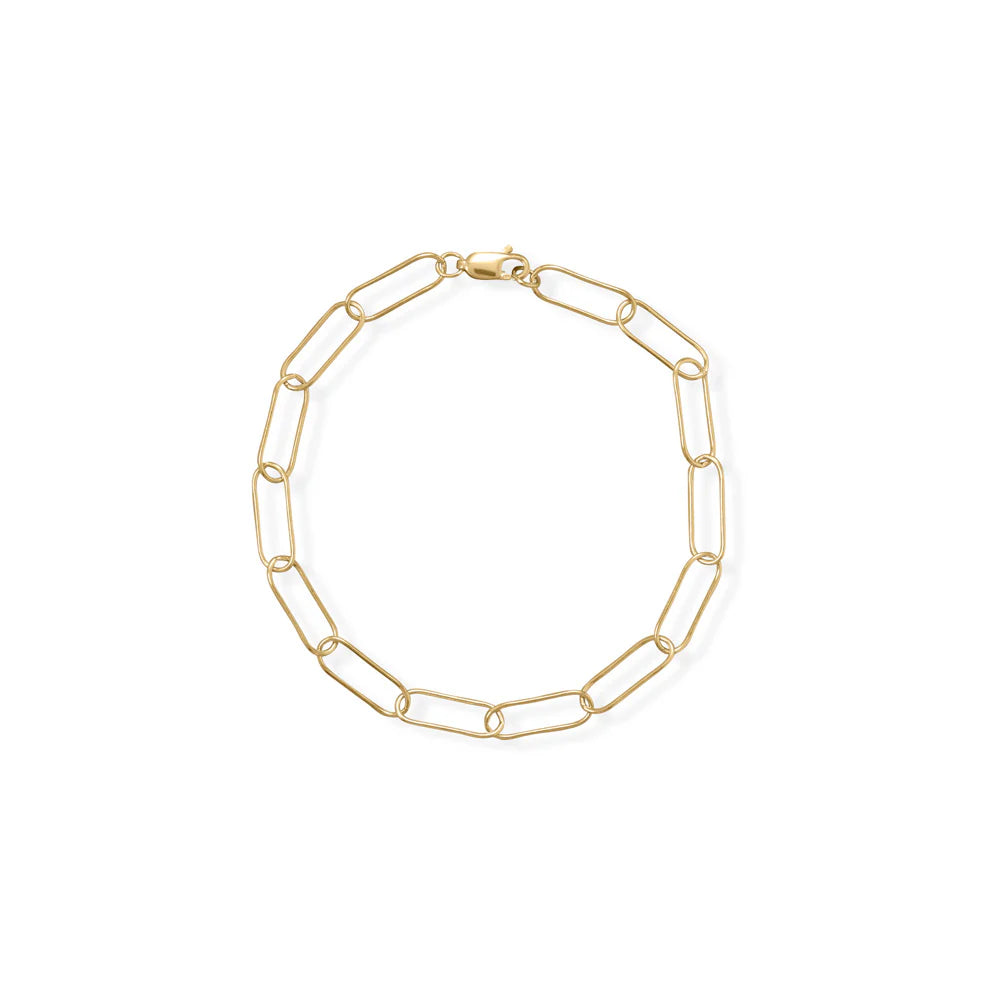 14K Gold Filled Paperclip Link Bracelet for Women - Minimalist Dainty Layering Jewelry - Perfect for Everyday Wear, Office & Special Occasions
