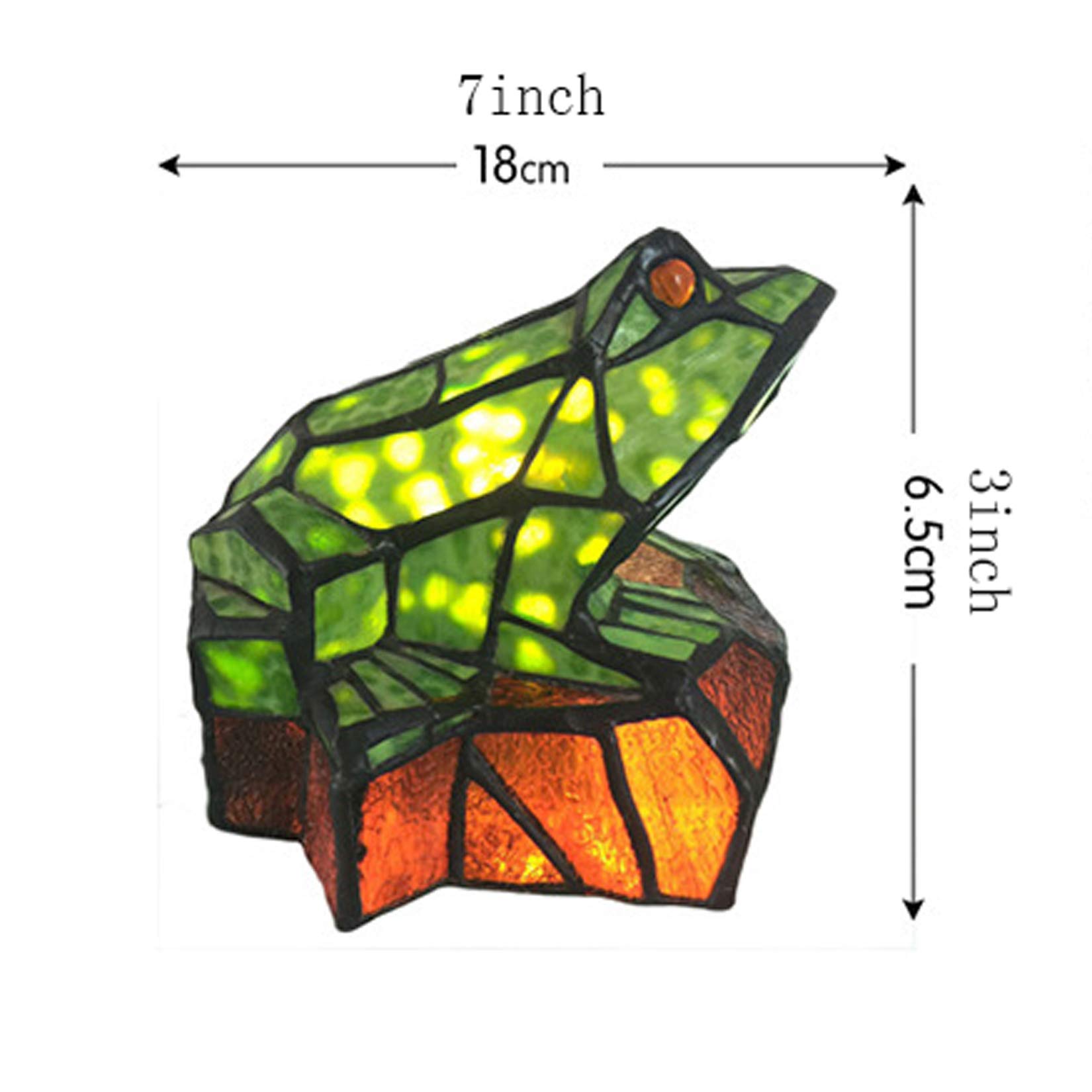 Tiffany Style Frog Stained Glass Accent Lamp - Green Frog Table Desk Lamp for Kids Bedroom, Cute Nursery Night Light - Perfect for Children's Room Decor & Gift (1pc) | Bedside Reading Light, Dorm Room Decor, Themed Nursery Lighting