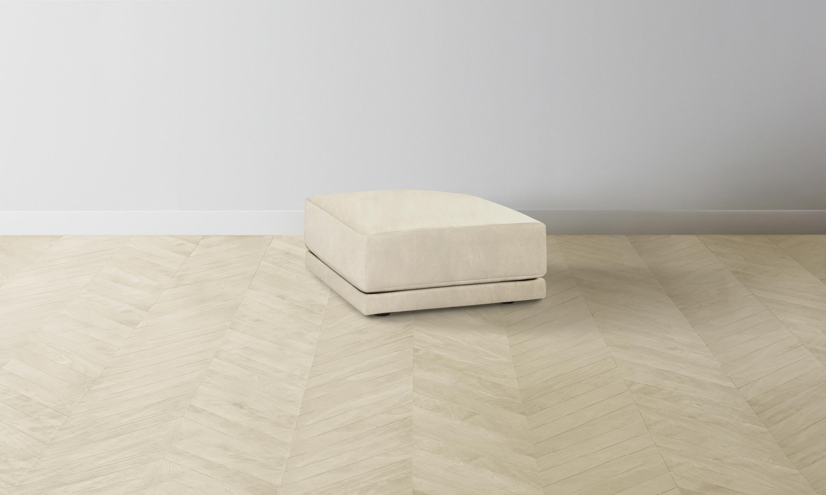 Premium Tuscan Leather Ottoman - The Jones Ottoman in Bisque - Perfect for Living Room, Bedroom & Home Decor