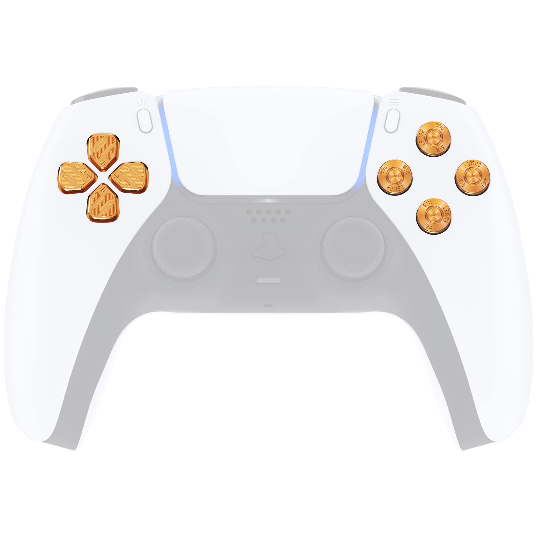 eXtremeRate Metal ABXY D-Pad Buttons Replacement for PS5 Controller - Gold | Compatible with PlayStation 5 Controller | Enhance Gaming Performance for FPS, Fighting & Action Games