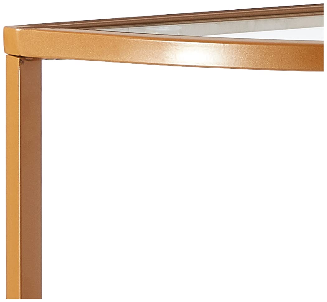 Modern Glass Half Moon Accent Table - HomePop Home Decor Kaufmann Collection | Gold Entryway & Living Room Display Storage Table | Perfect for Small Spaces, Bedroom Decor & Apartment Furniture
