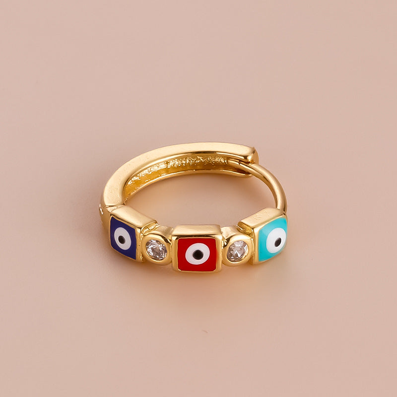 18K Gold Cartilage Hoop Earrings - Bohemian Evil Eye Earrings for Women | Perfect for Everyday Wear, Parties & Gifts | HSPJ751