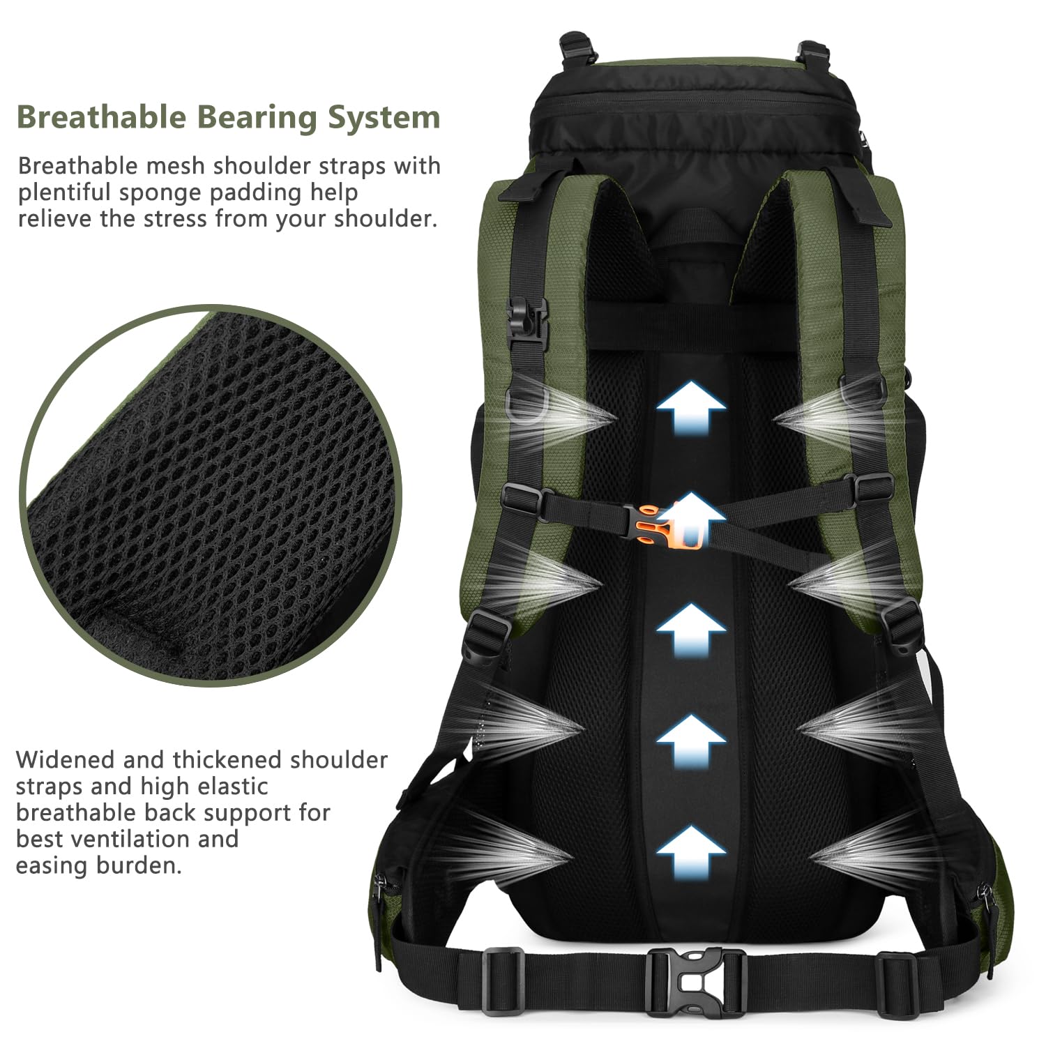 **Esup 60L Lightweight Hiking Backpack for Men - Waterproof Camping Backpack with Rain Cover, Durable Travel Backpack for Outdoor Adventures (Army Green) - Perfect for Trekking, Backpacking & Travel**