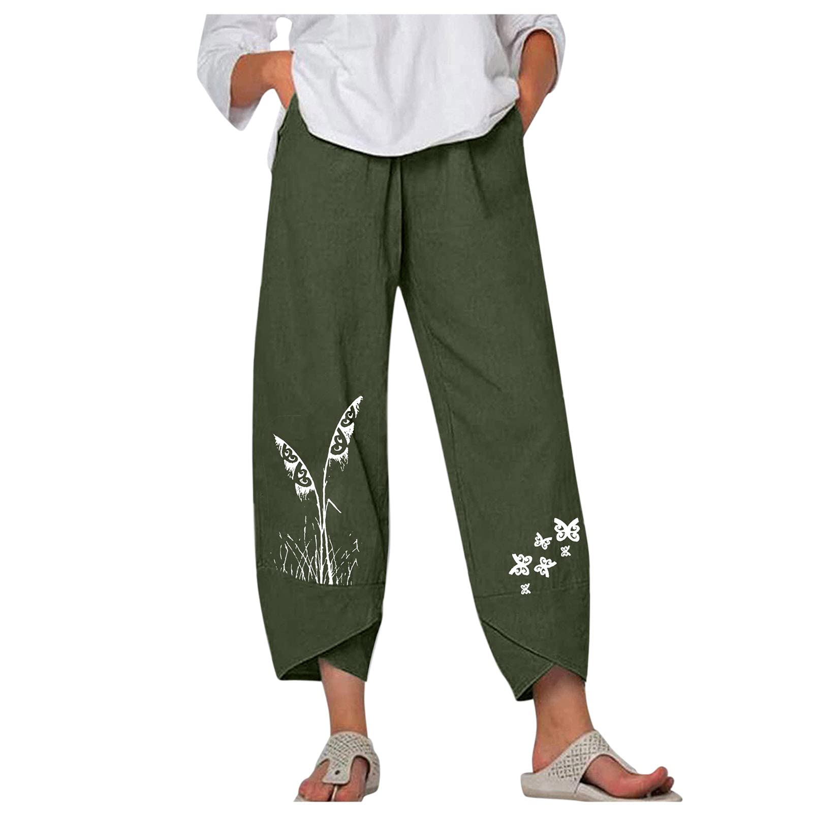 Aniwood Women's High Waist Wide Leg Capri Pants - Summer Casual Yoga Pants with Pockets for Training & Lounge | Perfect for Workouts, Beach & Everyday Wear