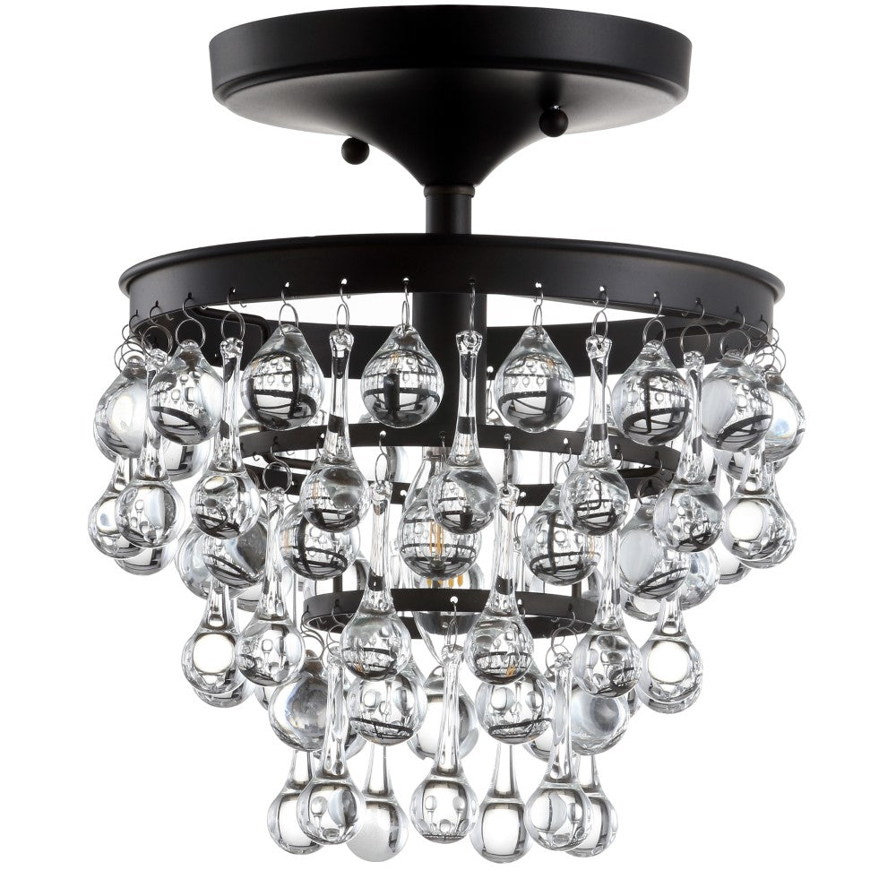 Toronto Metal & Crystal LED Flush Mount Ceiling Light - Modern Dimmable Fixture for Bedroom, Living Room, Kitchen, and Hallway Lighting