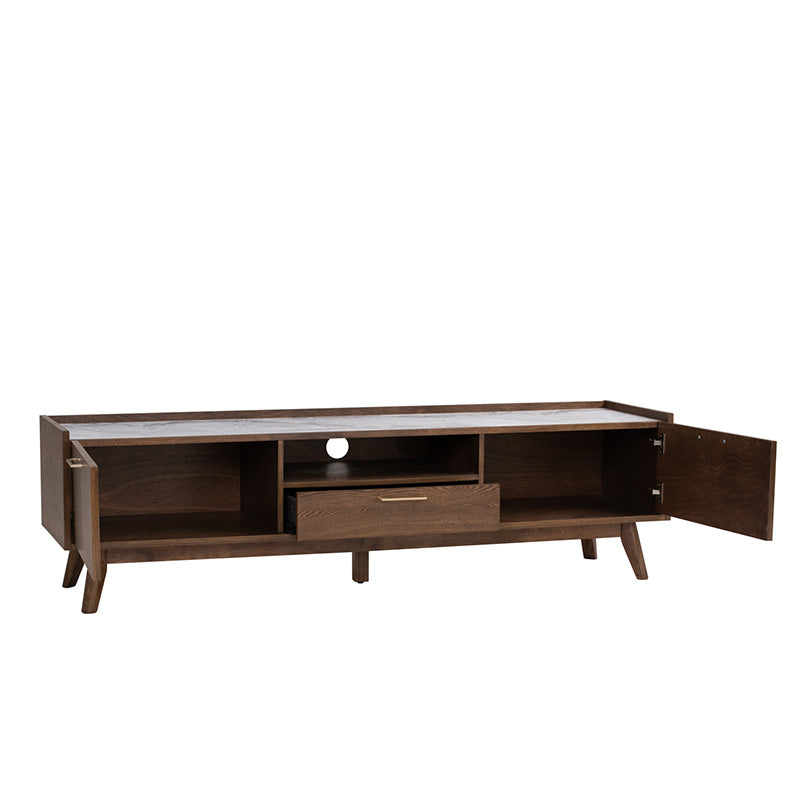 BREDA 180cm Walnut Entertainment TV Stand - Modern TV Console for Living Room, Bedroom & Home Theater