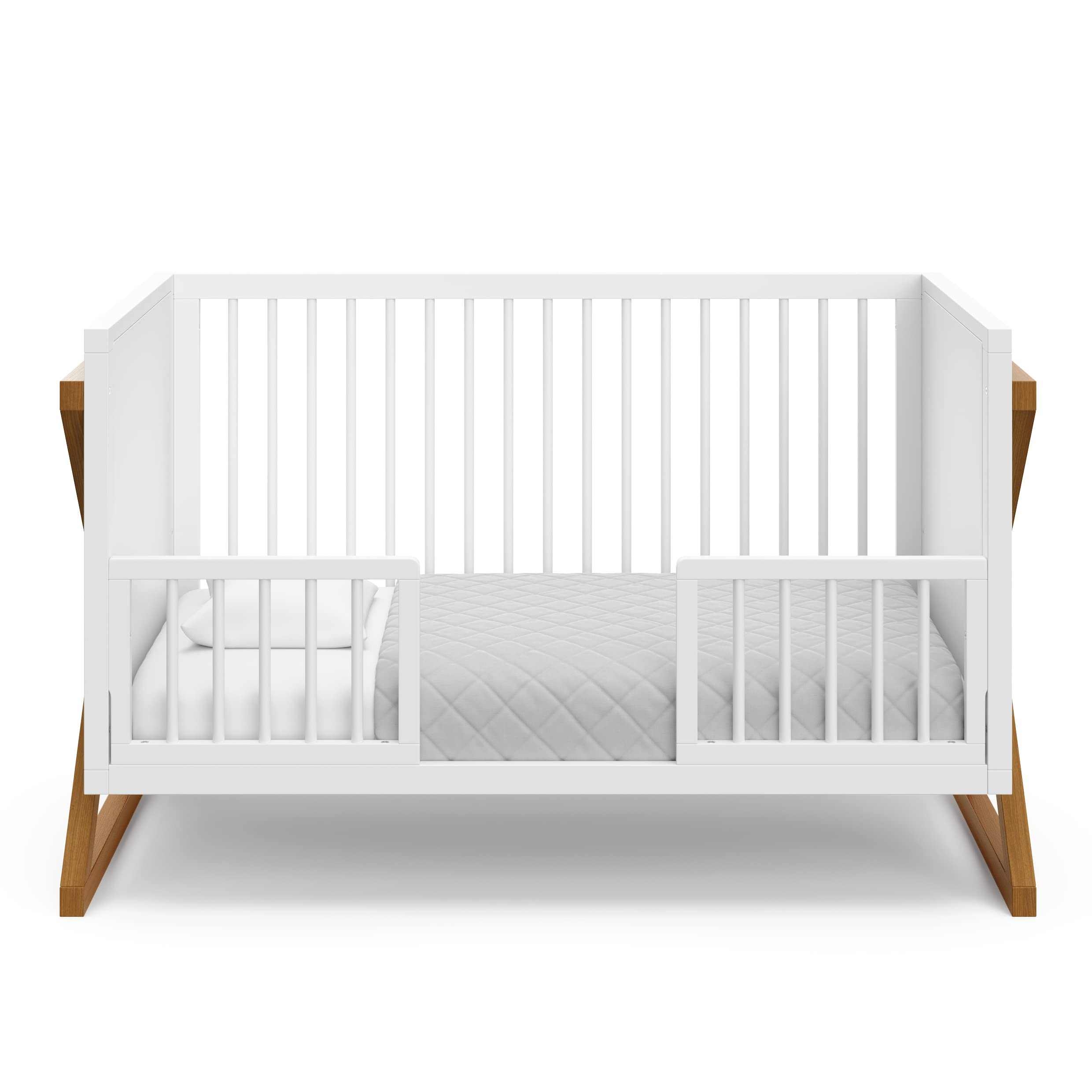 Storkcraft Equinox 3-in-1 Convertible Crib in Vintage Driftwood - Converts to Toddler Bed & Daybed with 3-Position Adjustable Mattress Base | Modern Two-Tone Nursery Furniture for Baby & Kids Bedroom | Safe & Stylish Infant Sleeping Solution