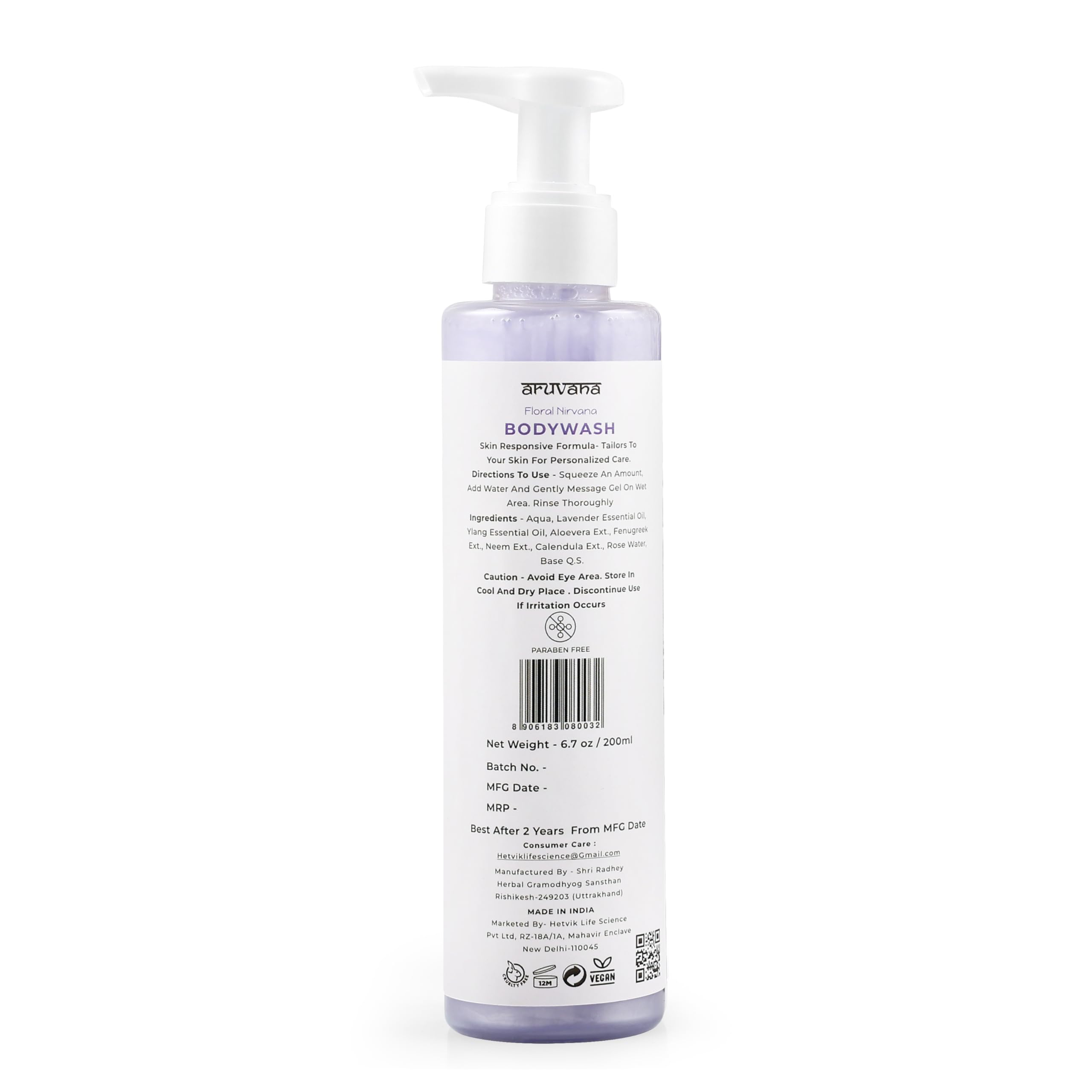 ARUVANA Floral Nirvana Body Wash & Body Oil Gift Set (2-Pack) with Lavender & Ylang Ylang Essential Oils - Moisturizing Body Wash for Soft, Smooth Skin & Non-Greasy Body Oil - Hydrating Skincare for Dry to Very Dry Skin (200ml) - Perfect for Spa Day, Self-Care Routine & Relaxing Bath Time