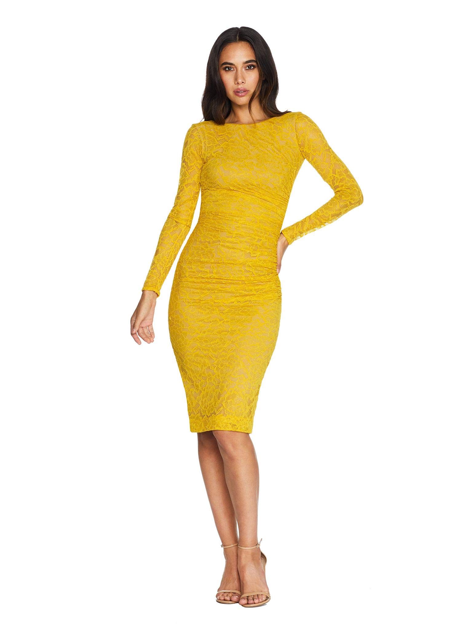 Dress the Population Women's Mona Lace Bodycon Long Sleeve Dress - Elegant Formal Wear for Weddings, Parties & Special Occasions